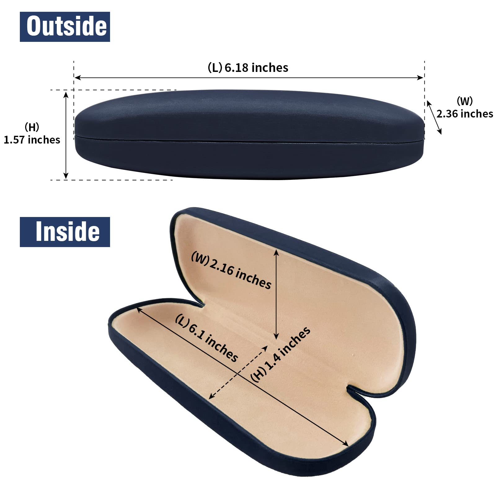 Premium Hard Shell PU Leather Eyeglass Case for Glasses & Sunglasses - Durable Protective Storage for Travel, Home, and Office Use
