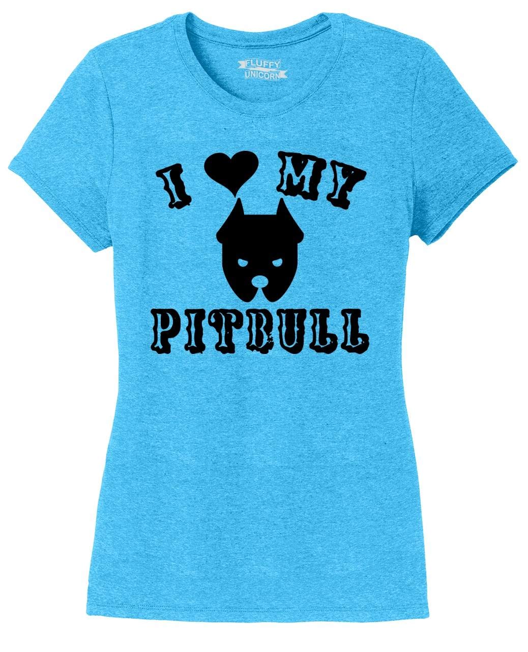 Funny I Love My Pitbull Dog Lover T-Shirt for Women - Soft Tri-Blend Tee - Perfect for Dog Parks, Casual Outings & Pitbull Enthusiasts