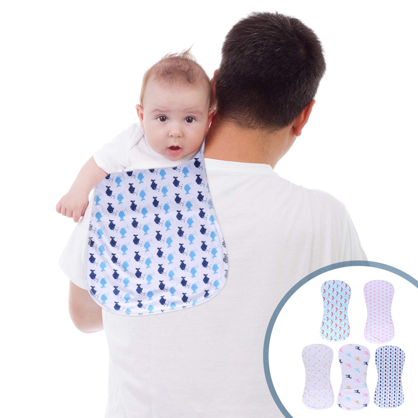 **Newborn Baby Clothes Set - 5-Piece Absorbent Burp Cloths & Towels for Boys & Girls | Soft, Gentle & Washable | Perfect for Feeding, Burping & Spit-Up Protection**