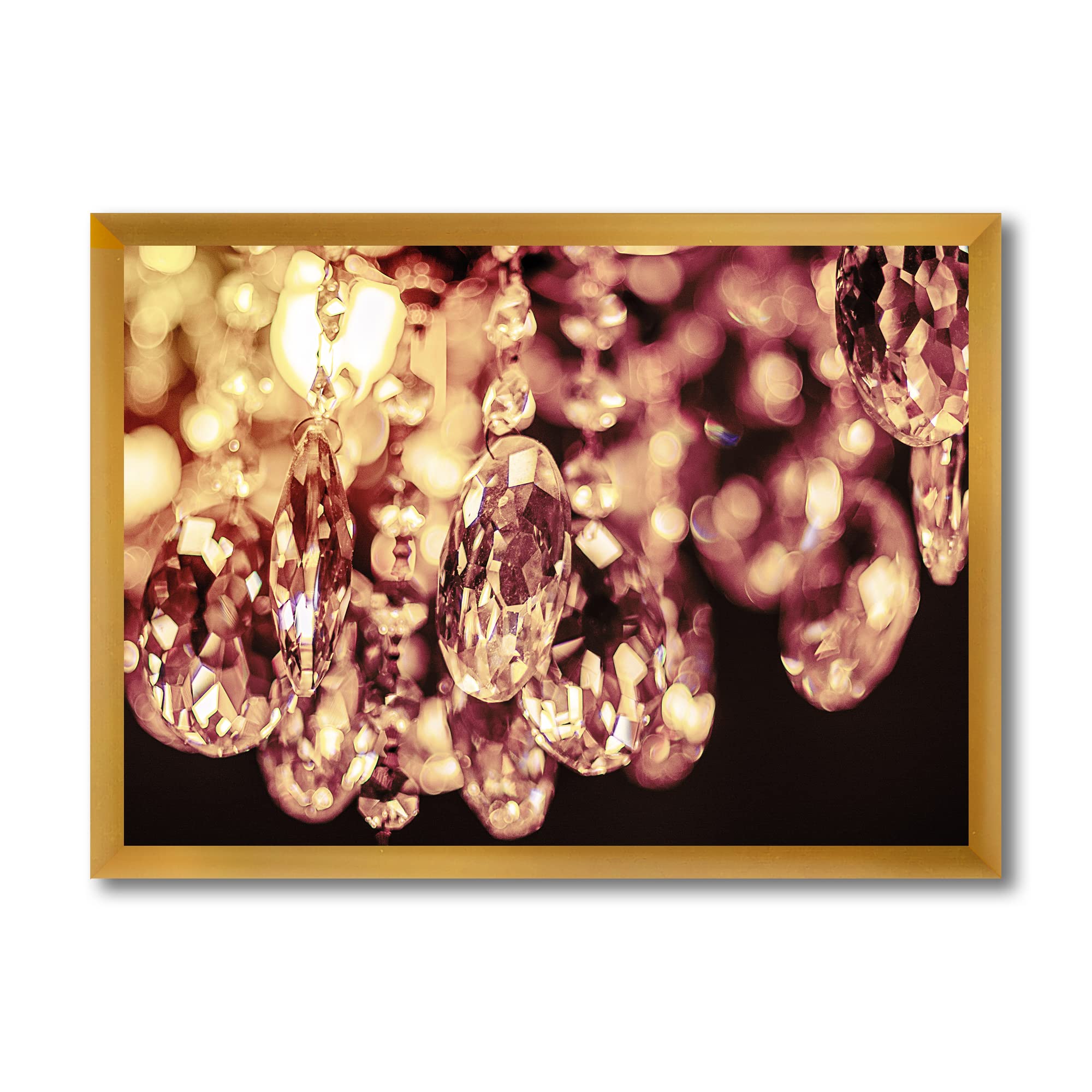 DesignQ Crystal Chandelier - Modern Hanging Bright Chandelier with Framed Wall Art for Living Room, Bedroom & Dining Room Decor