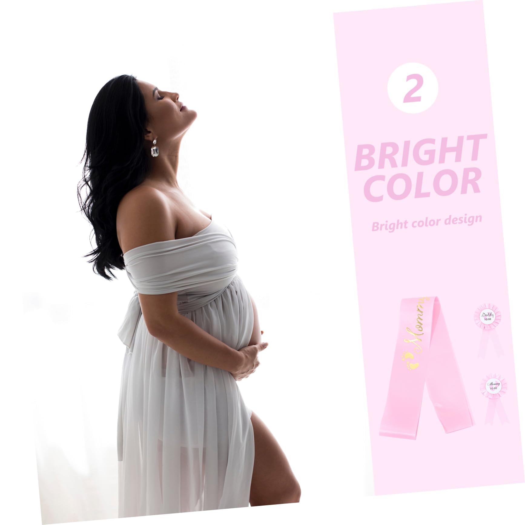 GREENADSCAPE Maternity Shoulder Sash & Badge Set - Baby Shower Accessories for Mom to Be & Dad to Be - Perfect for Gender Reveal Parties, Baby Showers & Pregnancy Announcements