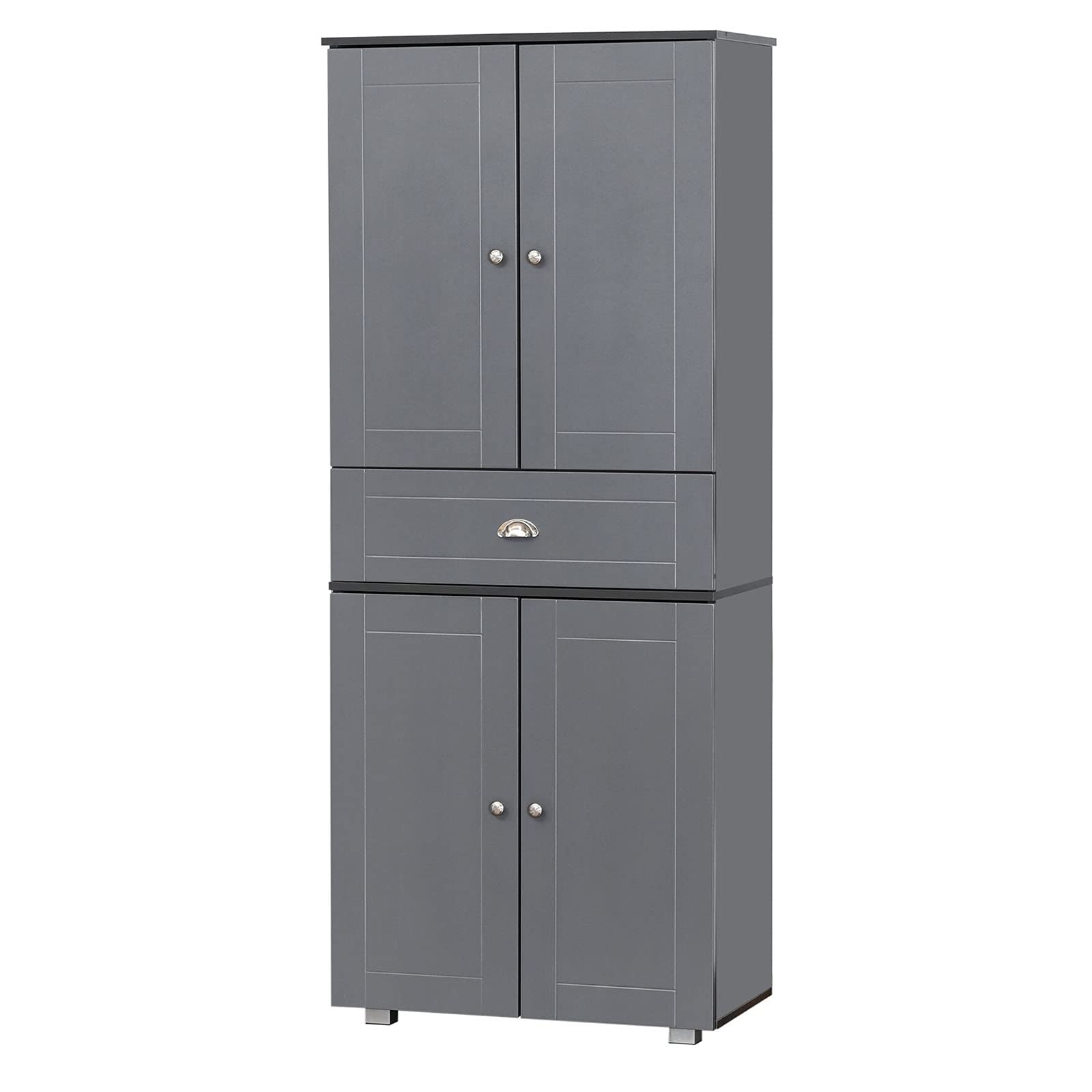 Grey Kitchen Pantry Cabinet with Drawer - Storage Cupboard for Living Room, Bedroom & Office - Organize Spices, Books & Supplies