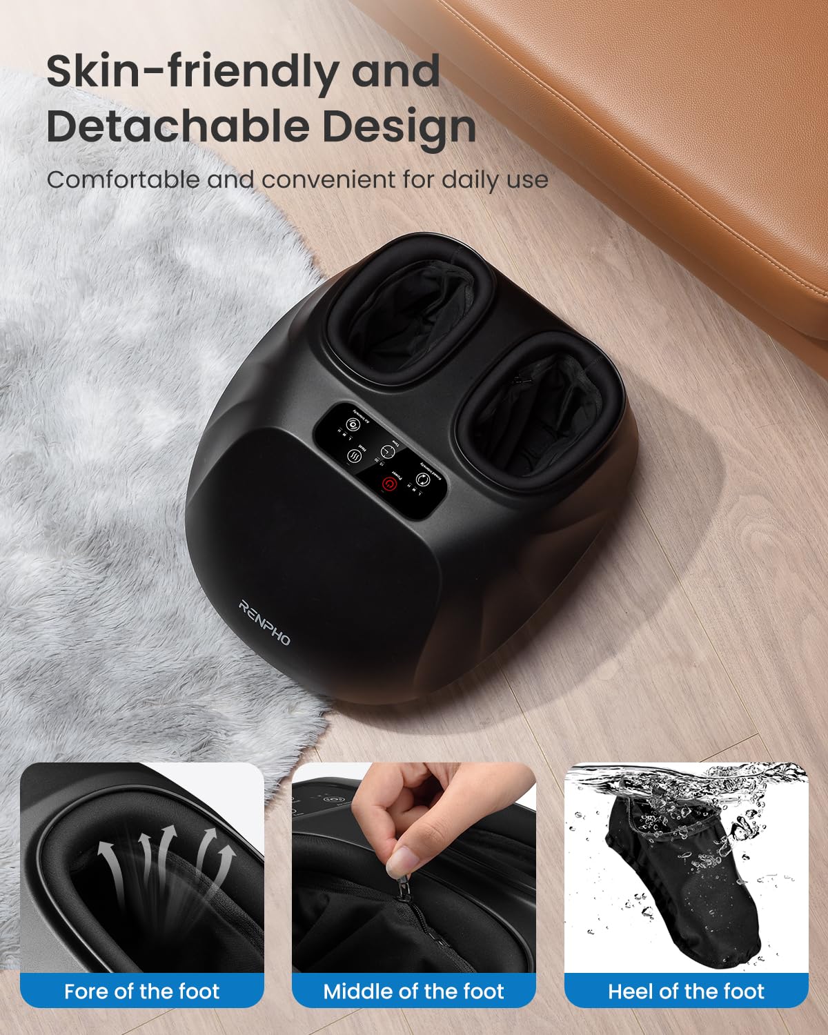 RENPHO Shiatsu Foot Massager Machine with Heat - 2025 Upgraded Deep Kneading for Neuropathy & Plantar Fasciitis Pain Relief, FSA/HSA Eligible, Wireless Remote Control - Perfect for Home/Office Use & Mother's Day Gifts (Fits Up to Men's Size 14)