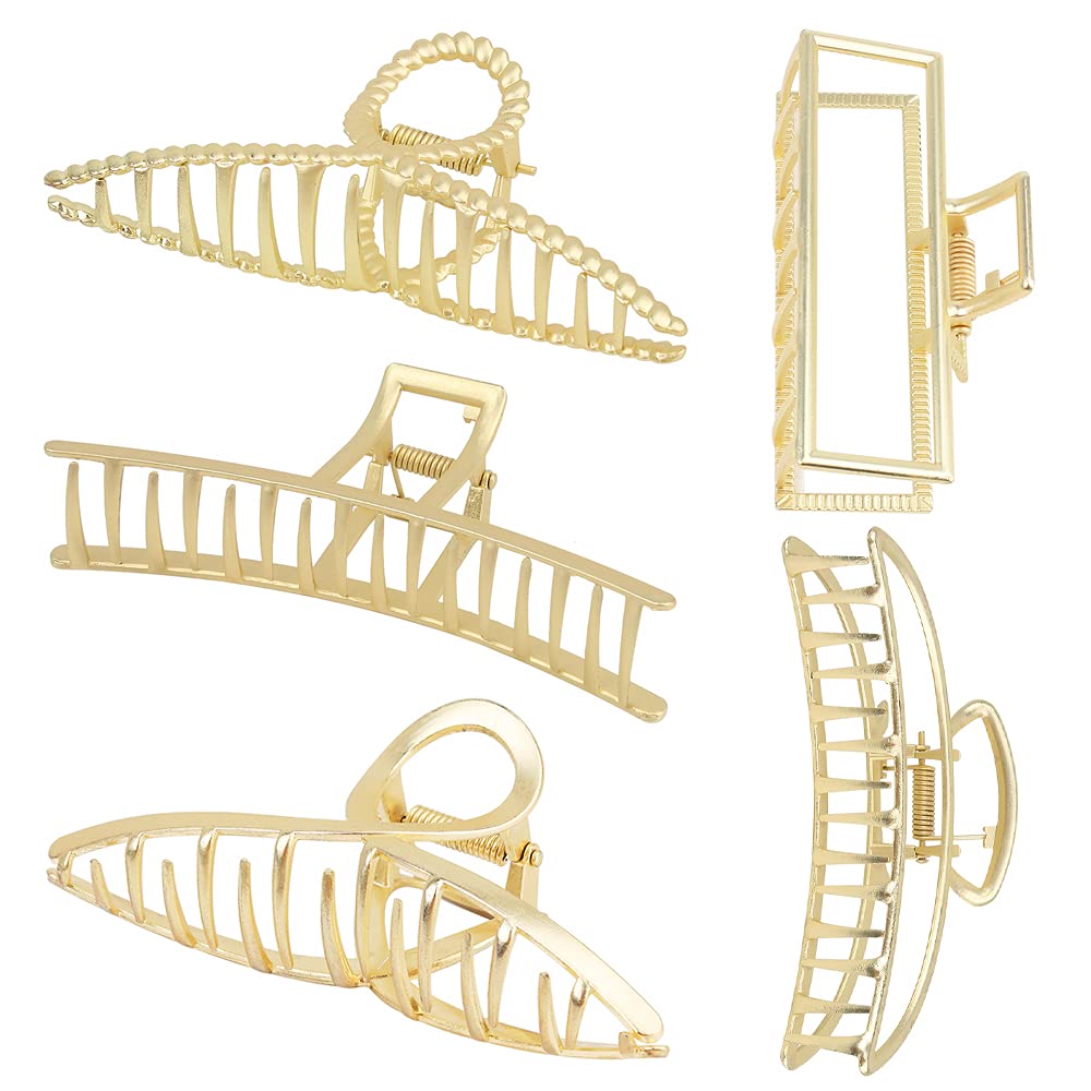 Butterfly Hair Clips for Thick Hair - Non-Slip Metal Claw Clips for Women (Light Gold) - Perfect for Long Hair Styling
