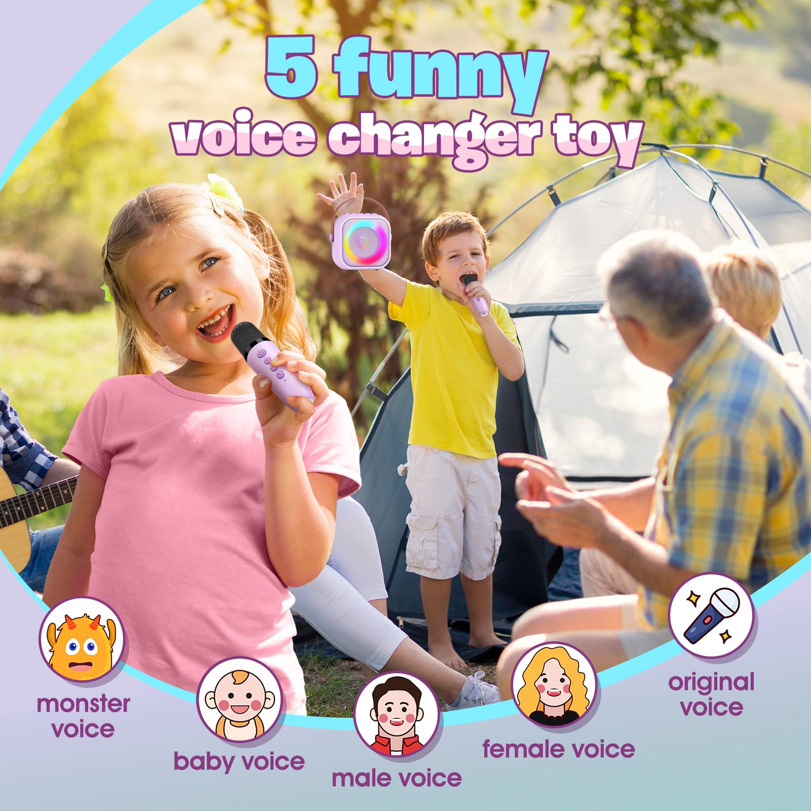 Wireless Karaoke Microphone with LED Lights for Kids Ages 3-11 - Singing Toy for Girls & Boys, Dual Mic Set - Perfect Christmas Gift for Children's Parties & Family Fun