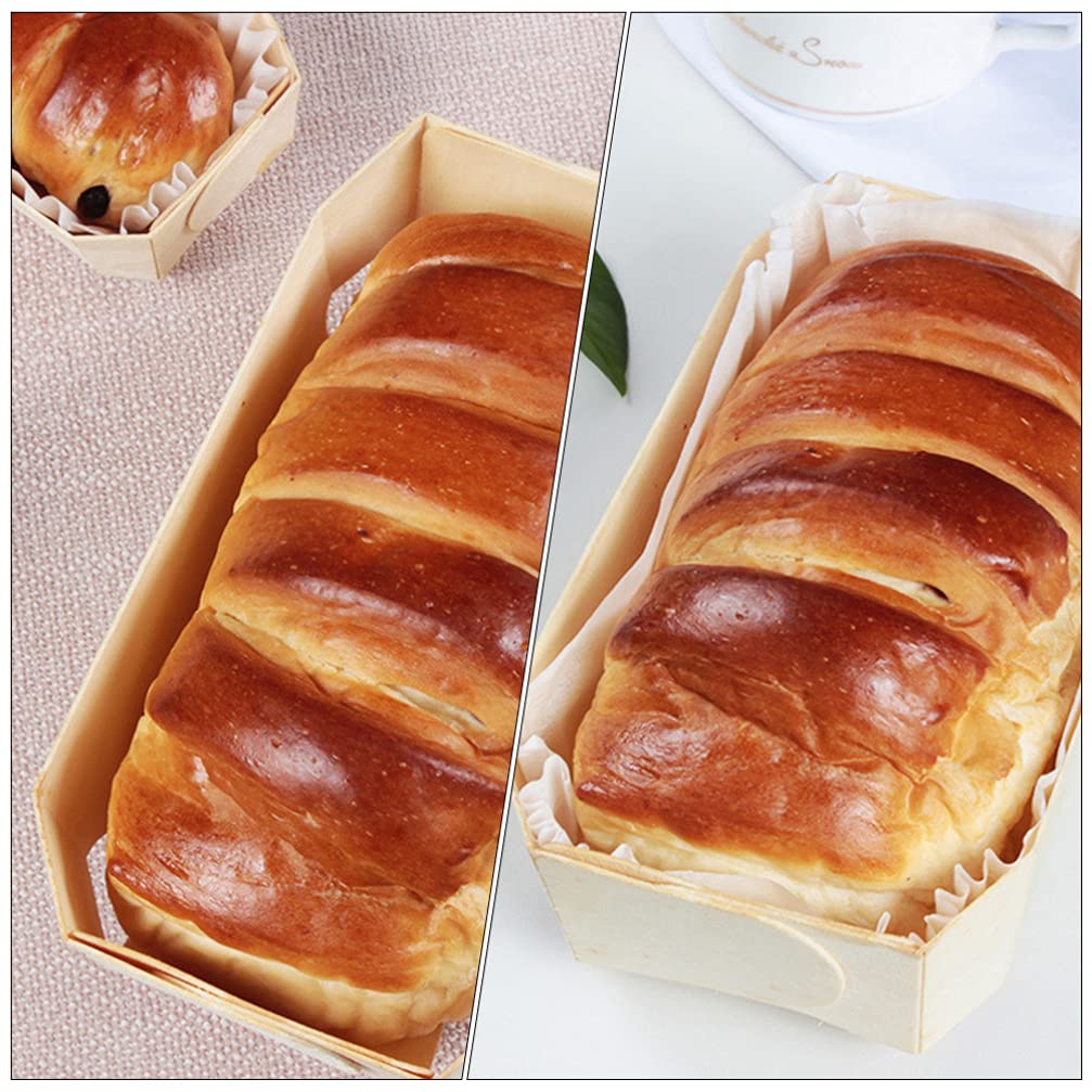 10Pcs Non-Stick Wood Loaf Pans for Baking - Cabilock Bread & Meatloaf Pans with Paper Liners | Perfect for Homemade Toast, Banana Bread & Kitchen Baking