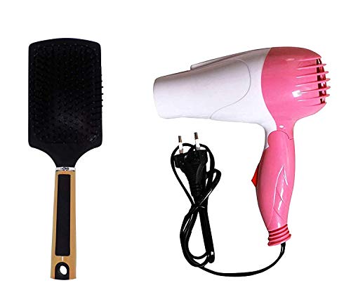 Leysin Hair Brush & Dryer Combo - Salon Styling for Men & Women - Multi Color Pack of 1 for Home & Travel Use