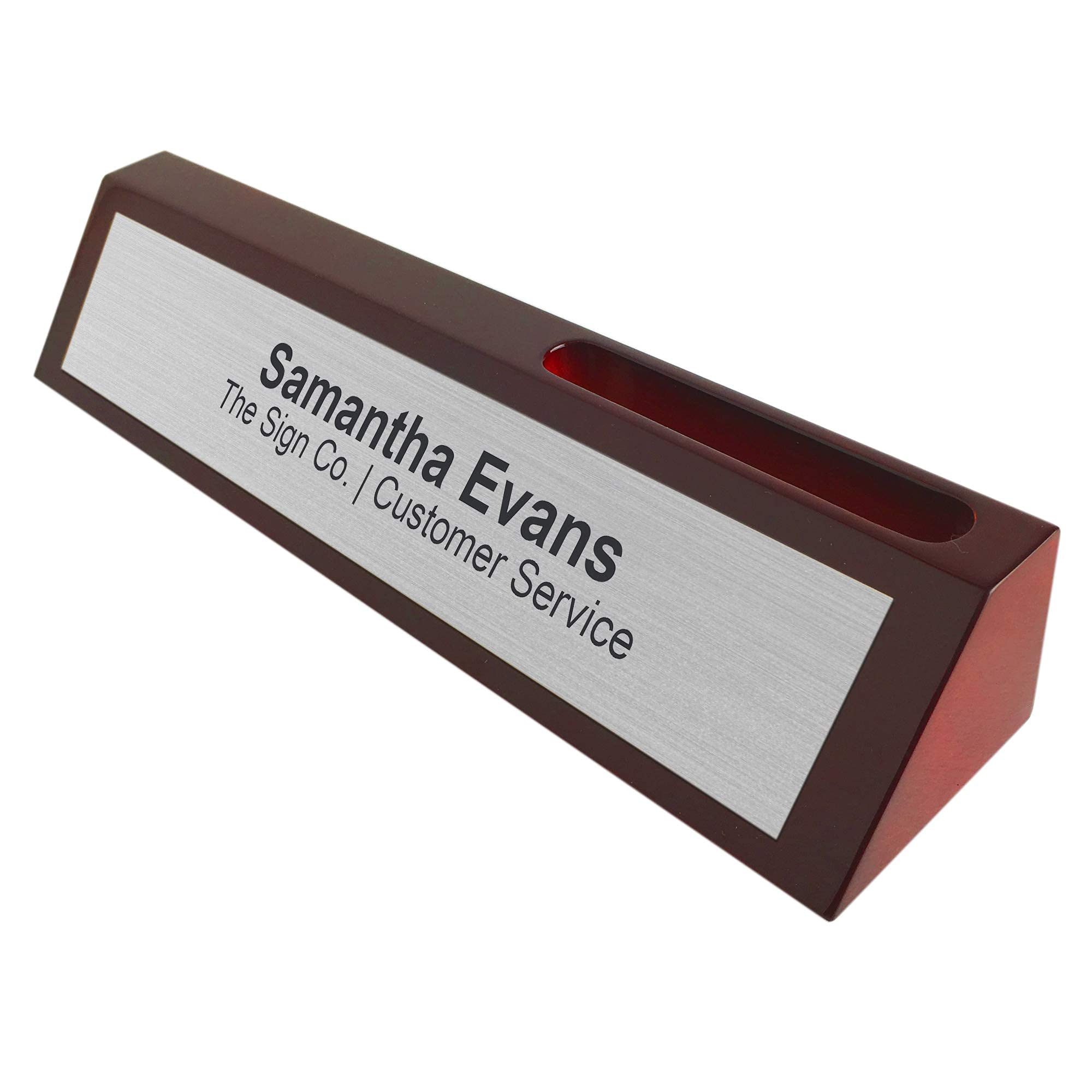 Custom Engraved Business Name Plate with Card Holder - Personalized Office Desk Sign for Professionals - Perfect for Executive Desks, Reception Areas & Corporate Gifts