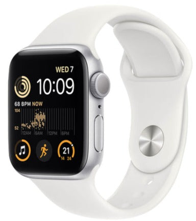 Apple Watch SE 2 (2022) 44mm GPS Smartwatch - Silver Aluminum Case with White Sport Band (M/L Size) MNTJ3LL/A | Fitness Tracker, Heart Rate Monitor, Water Resistant for Running, Swimming & Daily Use