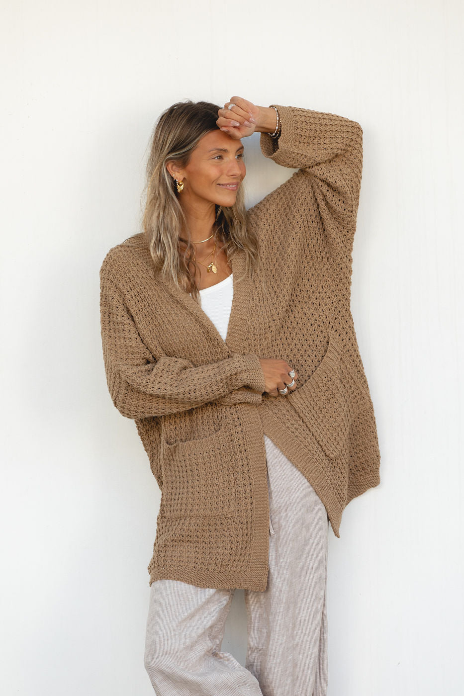 Lottie Oversized Cable Knit Cardigan for Women - Cozy Long Chunky Knit Sweater Open Front - Perfect for Fall, Winter & Layering Outfits