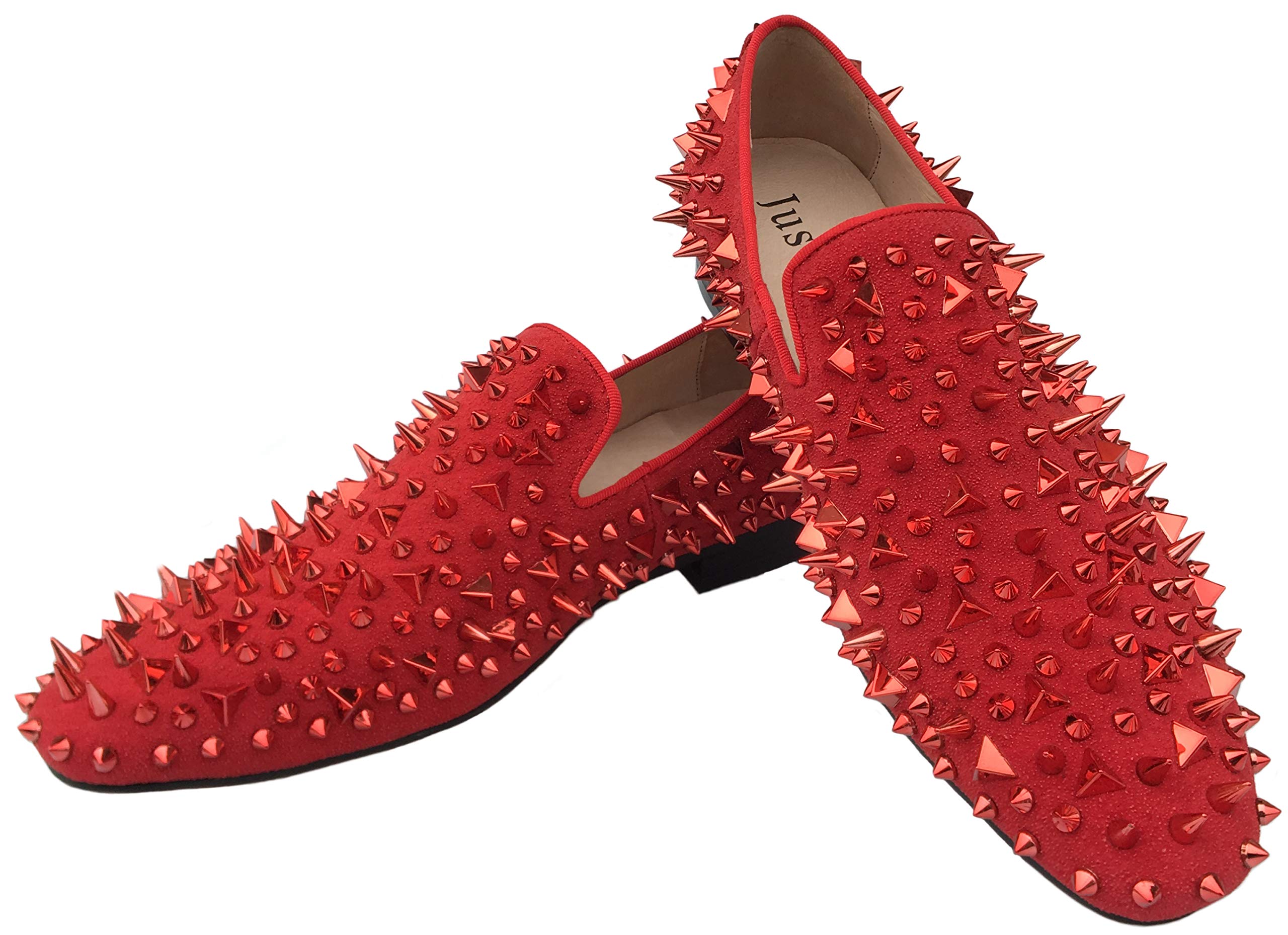 Justar Men's Leather Studded Loafers - Spiked Dress Shoes with Long Rivets for Slip-On Comfort | Perfect for Parties, Weddings & Formal Events