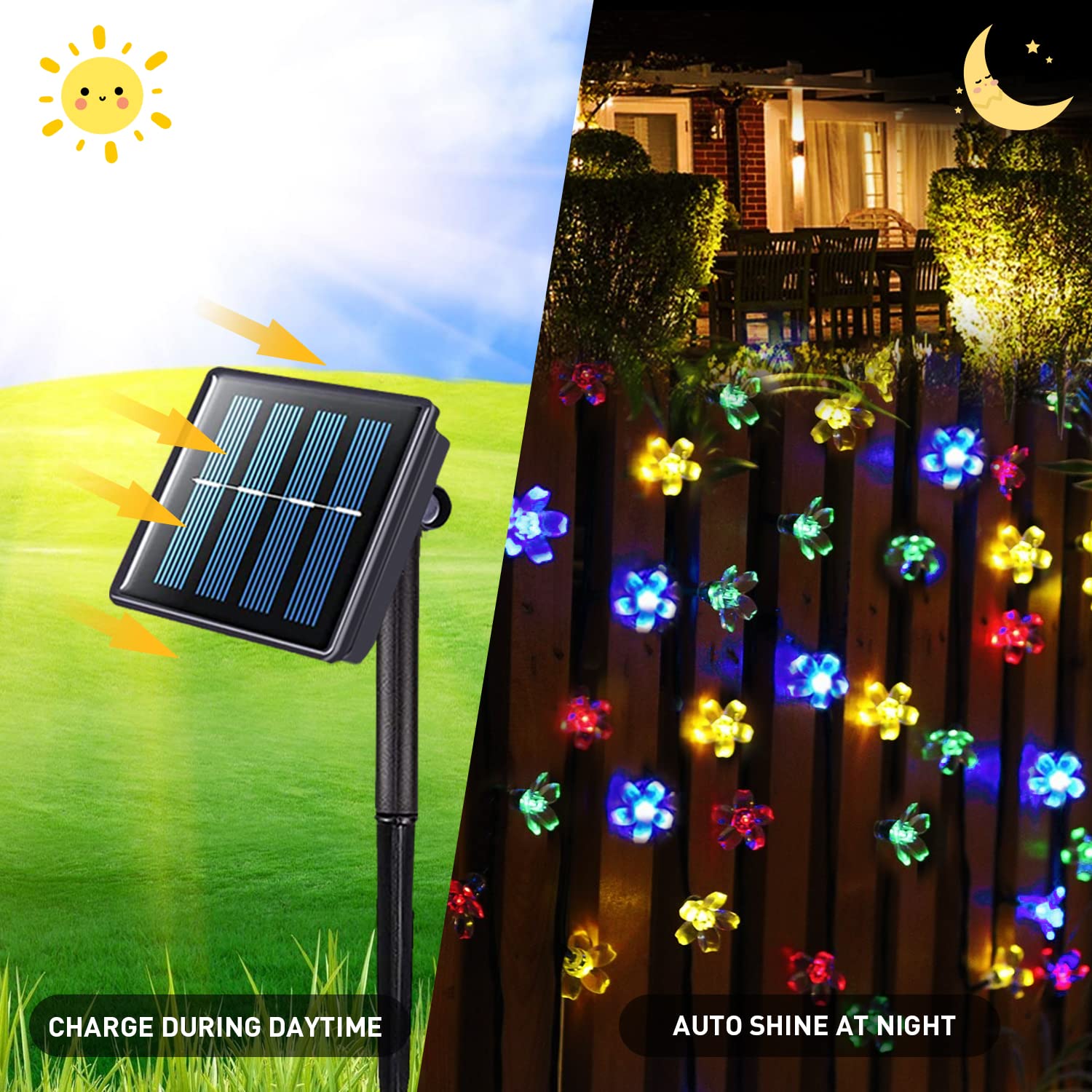 JMEXSUSS 2 Pack 30.6FT Solar String Lights Outdoor Waterproof - 50 LED Solar Powered Cherry Blossom Lights with 8 Lighting Modes for Garden, Yard, Patio, Tree & Christmas Decoration | Perfect for Weddings, Parties & Outdoor Events