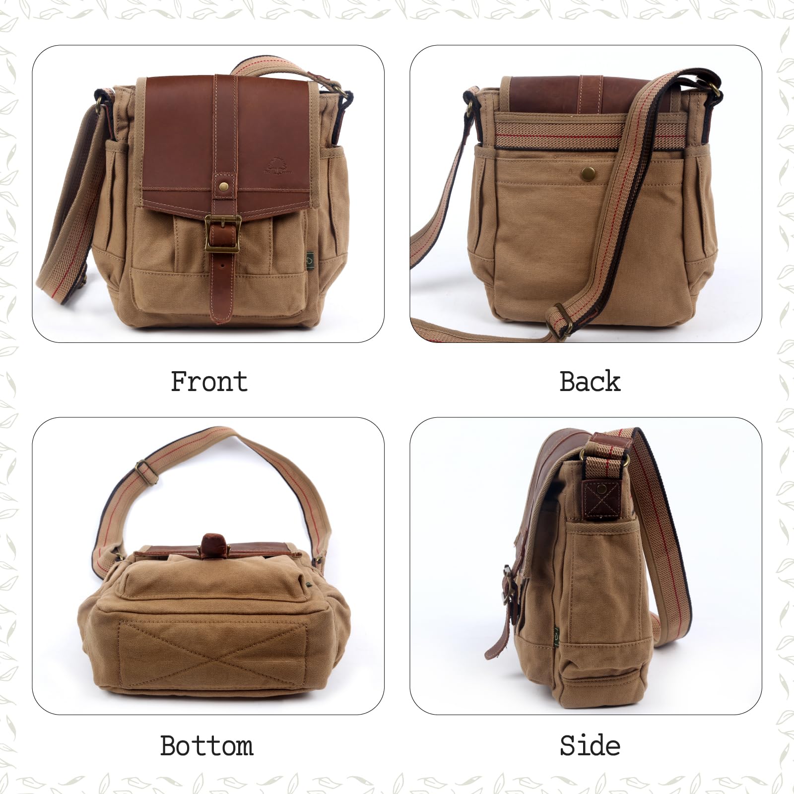 TSD Brand Turtle Ridge Canvas Crossbody Bag - Lightweight Durable Shoulder Purse for Women & Men - Perfect for Travel, Shopping & Daily Use