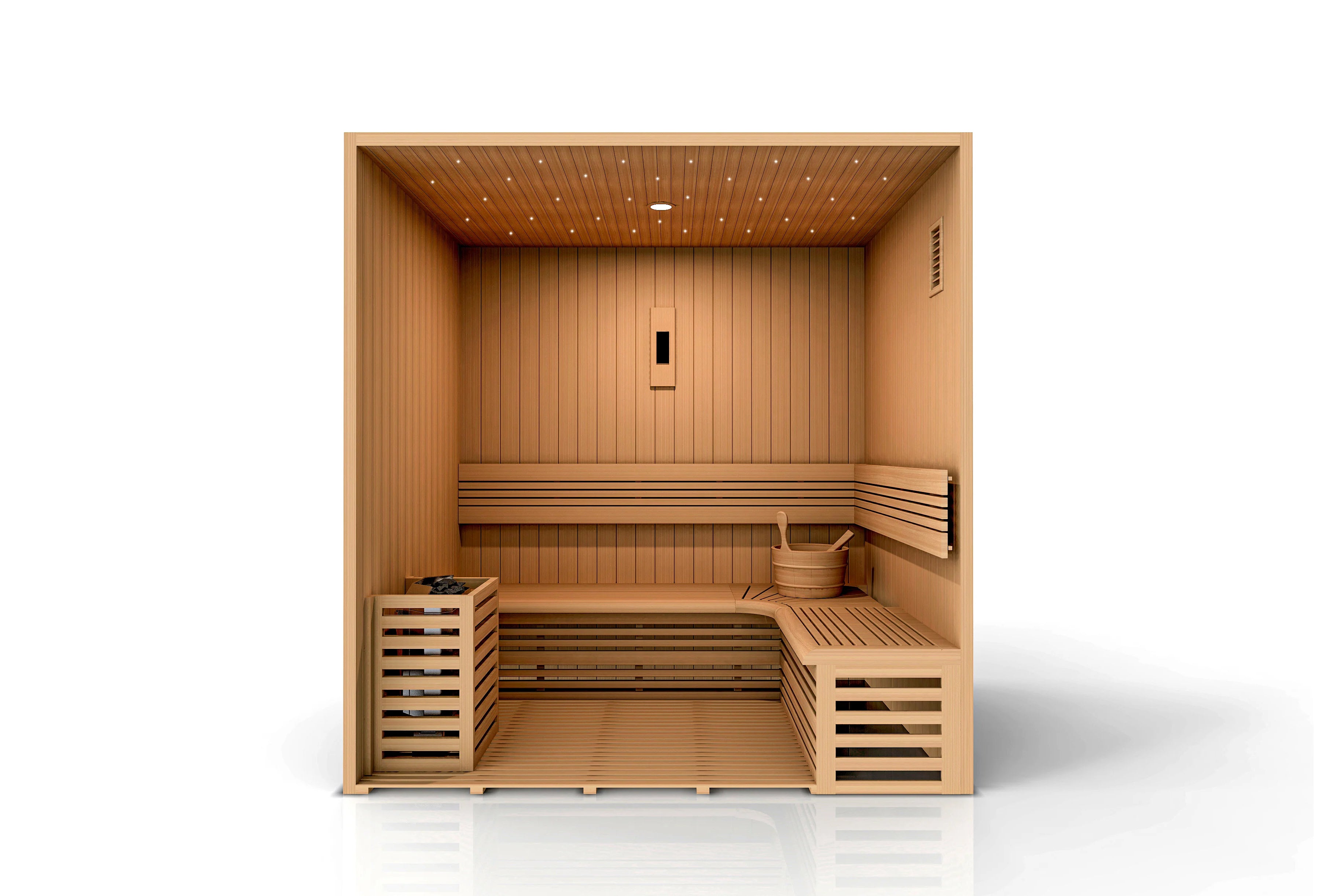Golden Designs Copenhagen 3-Person Indoor/Outdoor Traditional Sauna - Perfect for Home Spa, Backyard Relaxation & Wellness Retreat
