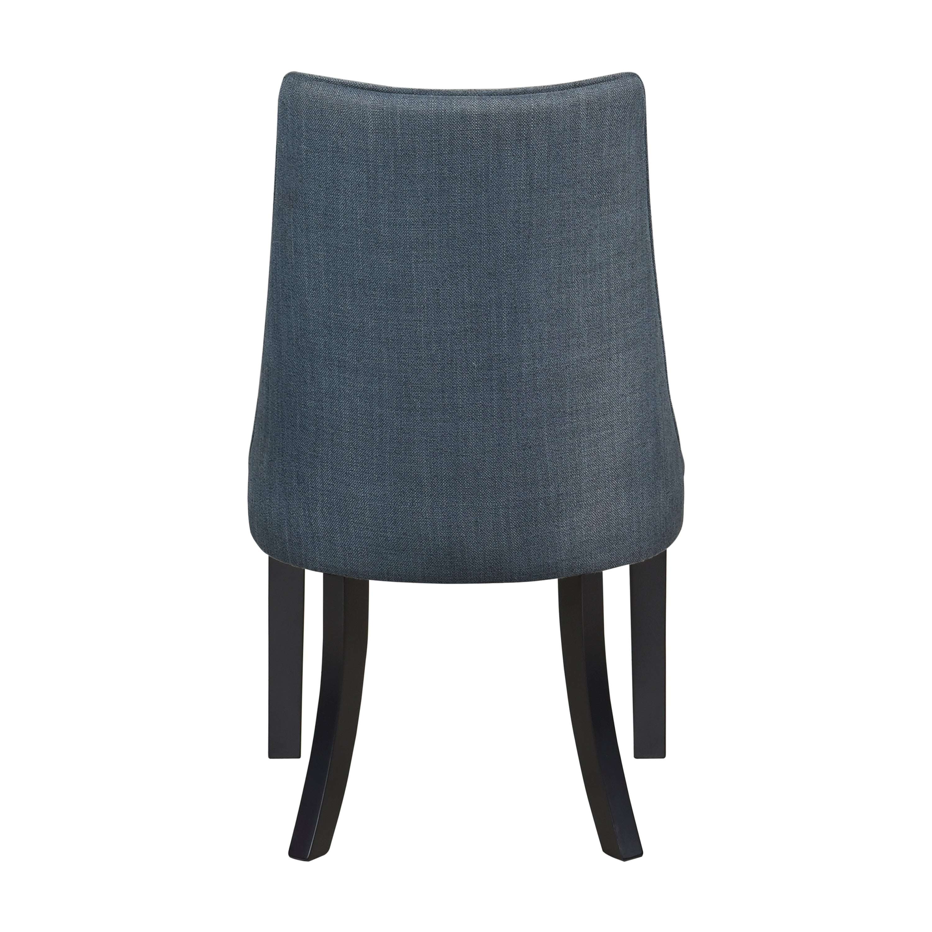 Modern Blue Textured Fabric Upholstered Dining Chairs Set of 2 with Dark Walnut Wooden Legs - Kitchen & Dining Room Furniture for Home Decor