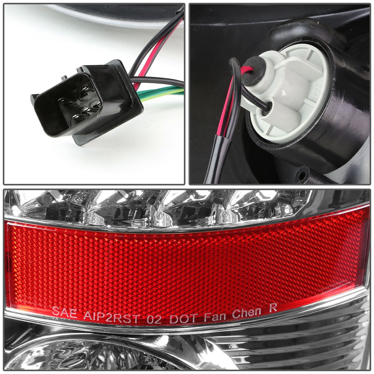 Auto Dynasty LED Tail Lights for 2002-2006 Dodge Ram 1500/2500/3500 - Red Clear Lens Brake Reverse Lamps (Pair) - Left & Right Side Chrome Housing - Upgrade for Night Driving & Enhanced Safety