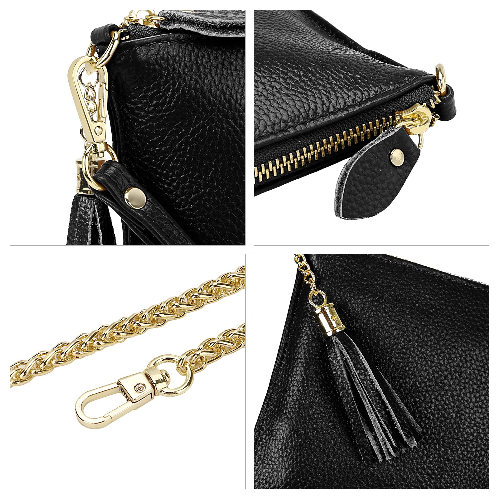 Uromee Women's Genuine Leather Wristlet Wallet Clutch Purse - Crossbody Bag with Detachable Shoulder Chain | Perfect for Everyday Use, Travel & Evening Events