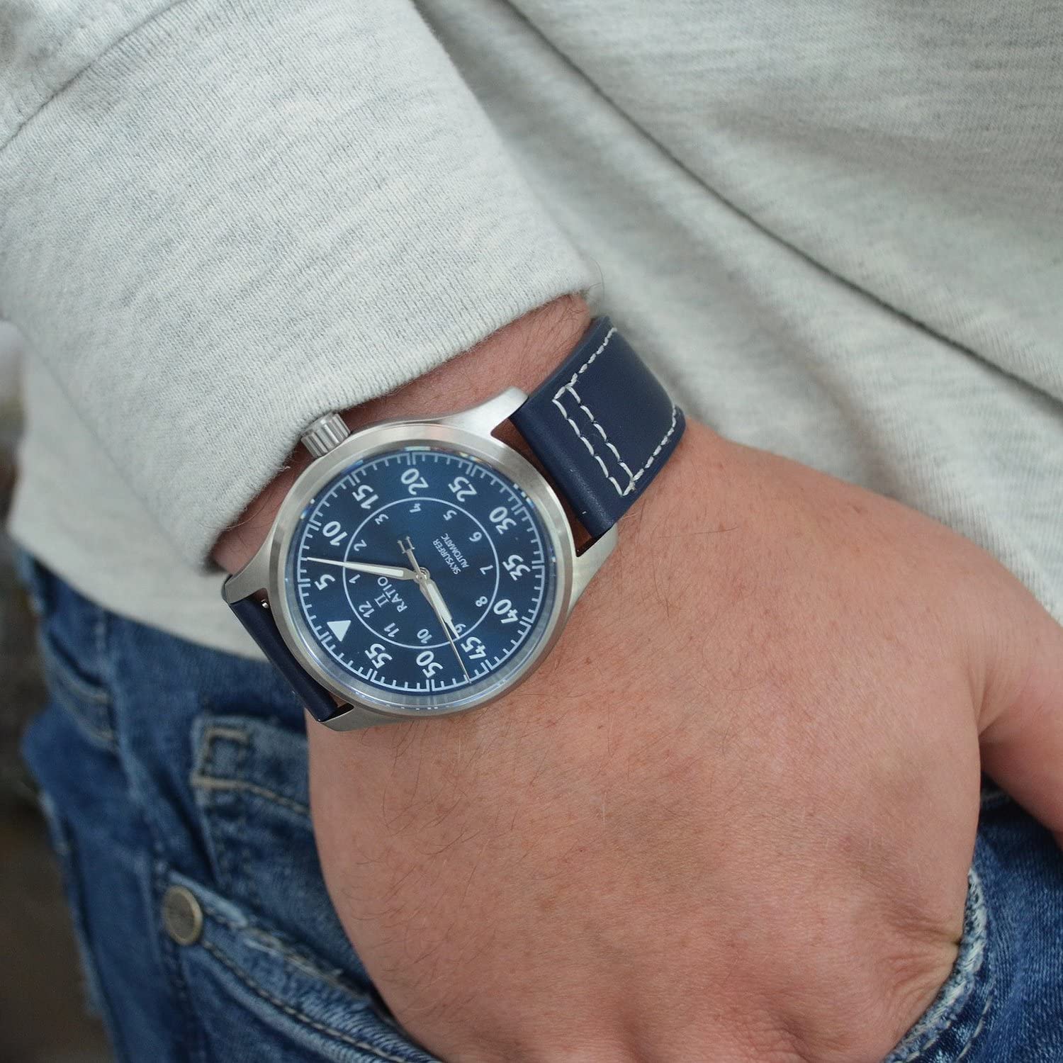 RATIO Pilot Style Men's Watch - Japanese Automatic Movement, 200M Water Resistant, Analog Display for Casual & Formal Wear - Perfect for Business, Travel, and Outdoor Adventures
