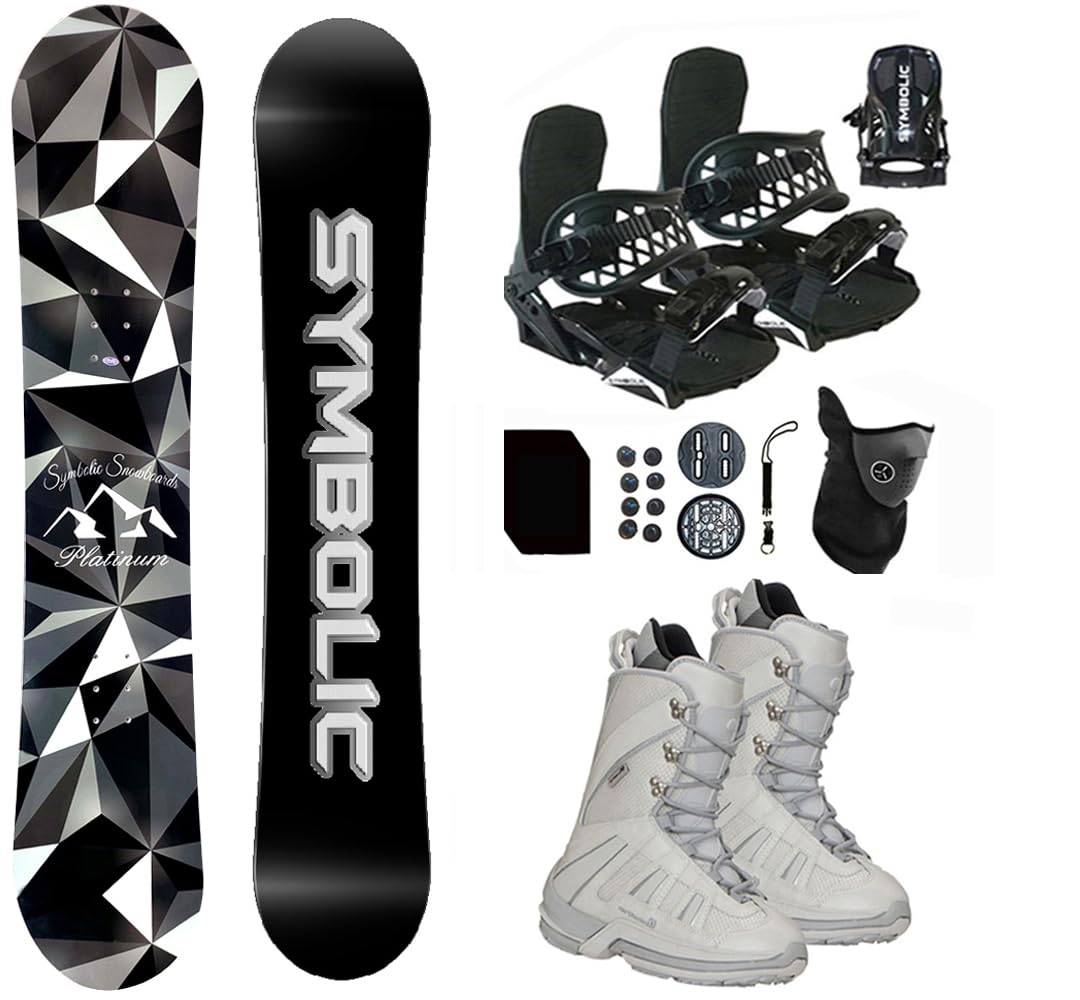 Symbolic Platinum Kids 2025 Snowboard Complete Set with Bindings & Boots - Perfect for Young Beginners Learning Snowboarding on Powder Days