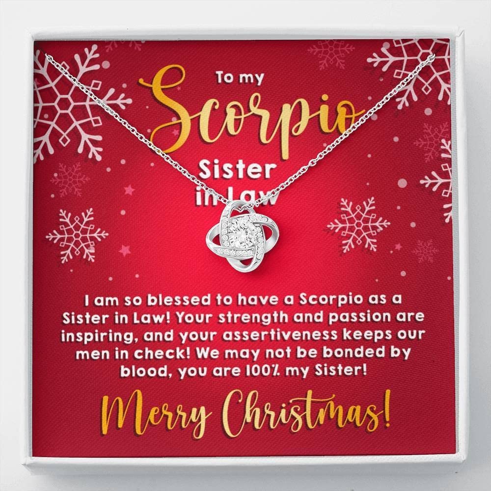 Scorpio Zodiac Love Knot Necklace - Unique Personalized Jewelry Gift for Sister-in-Law, Wife, or Her | Birthday, Christmas & Special Occasion Present with Message Card | Elegant Everyday Wear & Meaningful Keepsake