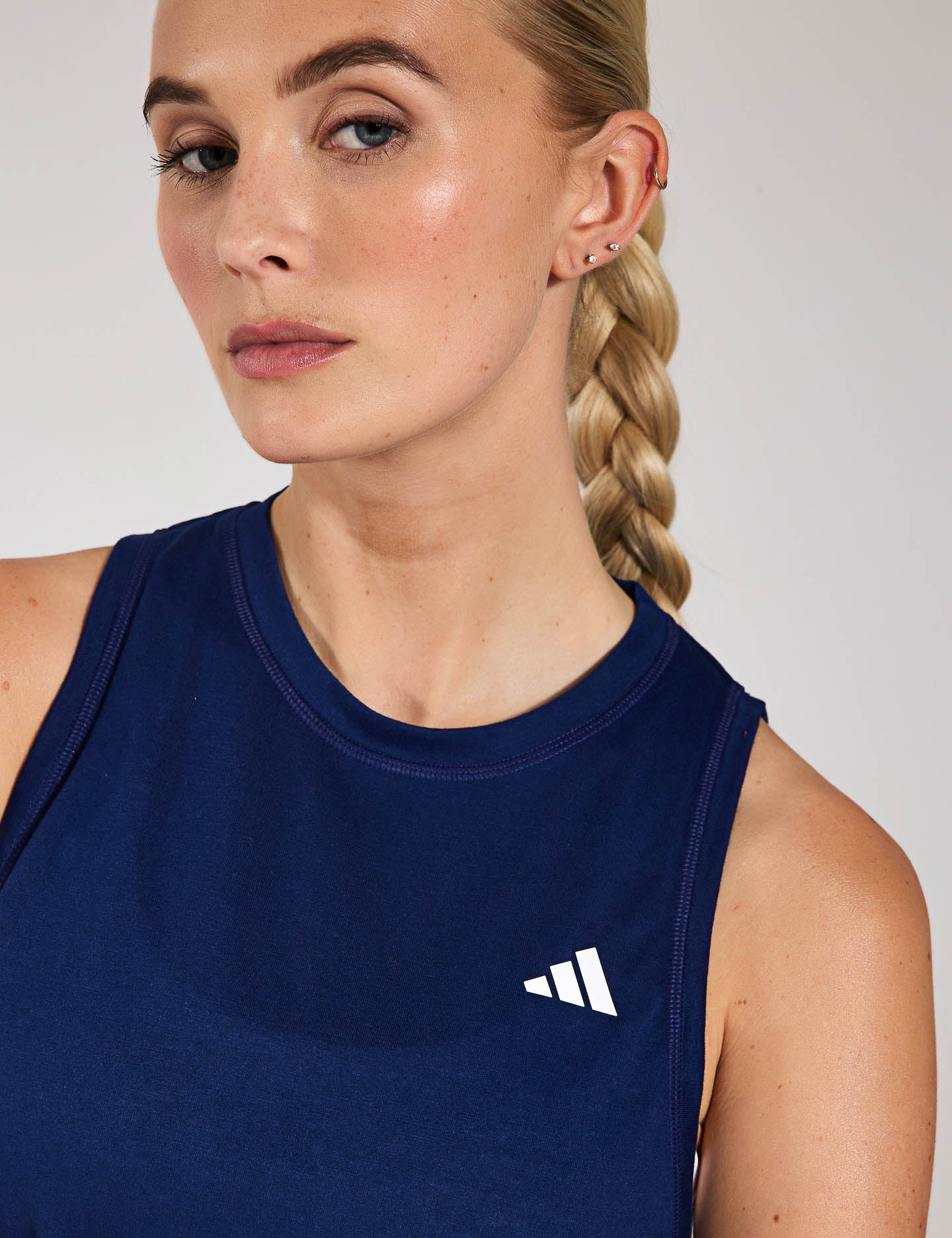 Train Essentials Boxy Workout Tank Top for Women - Dark Blue Athletic Shirt | Gym, Yoga & Running Performance Top