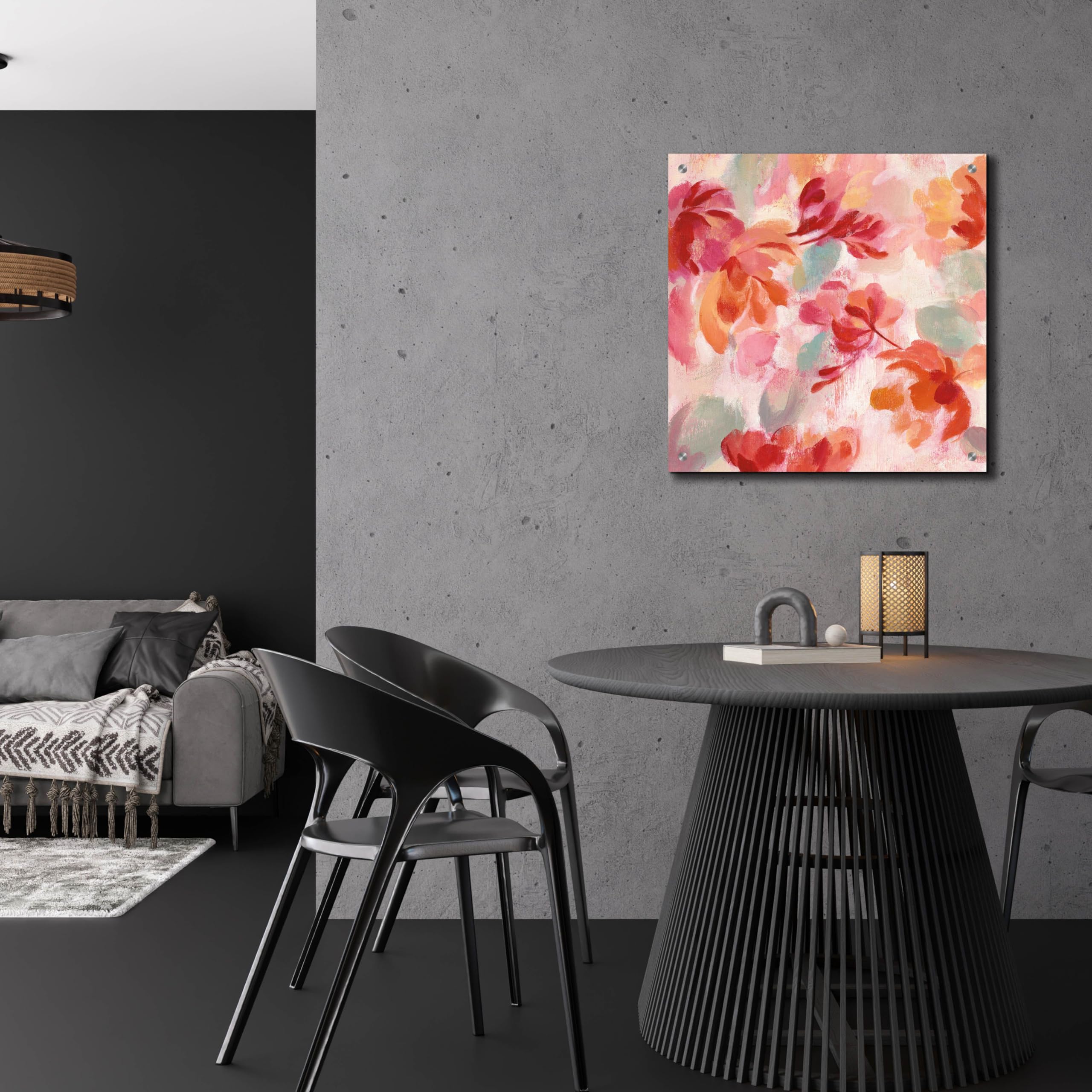 Silvia Vassileva 'Spring Galore II' Acrylic Glass Wall Art - 24x24 Inch Modern Abstract Painting for Living Room, Bedroom & Office Decor
