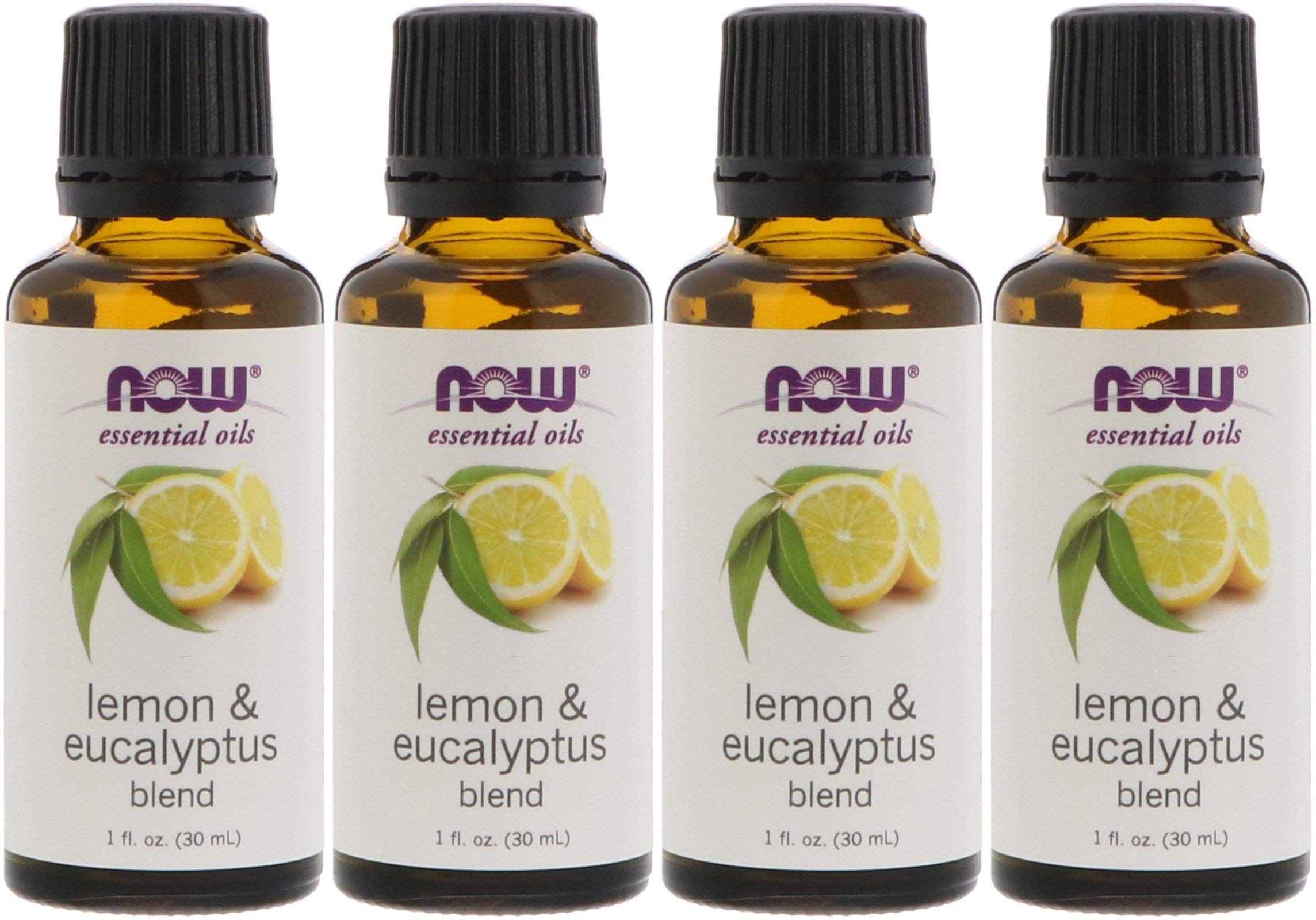Now Foods Lemon & Eucalyptus Essential Oil Blend - 1 oz (4 Pack) for Aromatherapy, Diffuser & Massage | 100% Pure Therapeutic Grade Essential Oils for Relaxation & Stress Relief