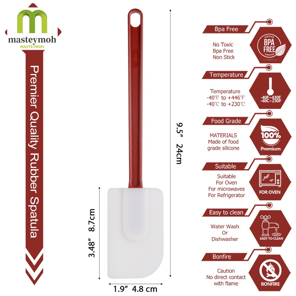 Premium Silicone Spatula Set - 2 Pack 9.5 Inch Heat-Resistant Scrapers (500℉) - Flexible Rubber Spatulas for Baking, Cooking & Mixing - Commercial Grade Kitchen Utensils for Cake Decorating, Cookie Dough & Nonstick Pans