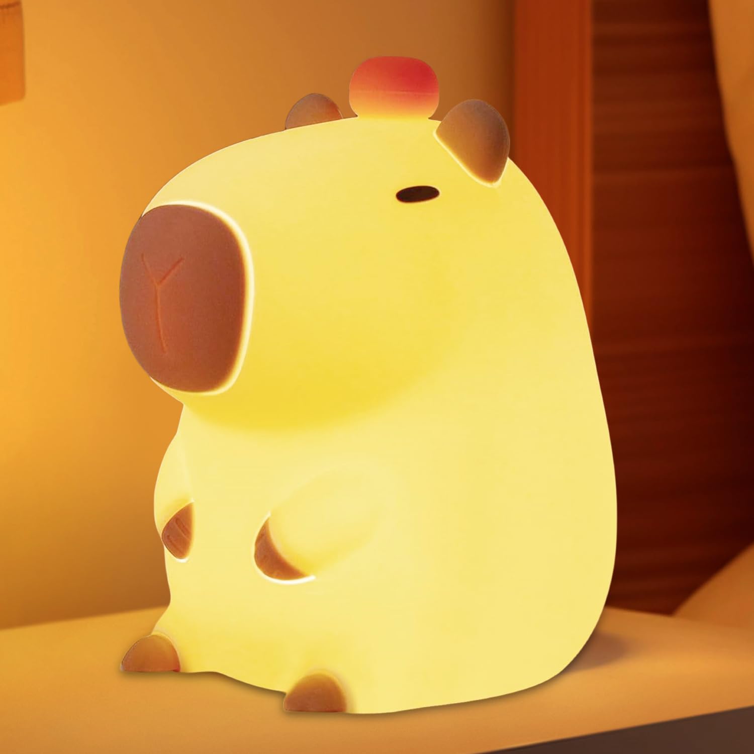Dimmable Capybara Night Light - Super Soft Silicone USB Rechargeable Touch Control Lamp for Kids & Adults | Perfect for Nursery, Bedroom, Camping & Party Decor | Kawaii Animal Night Light Gift