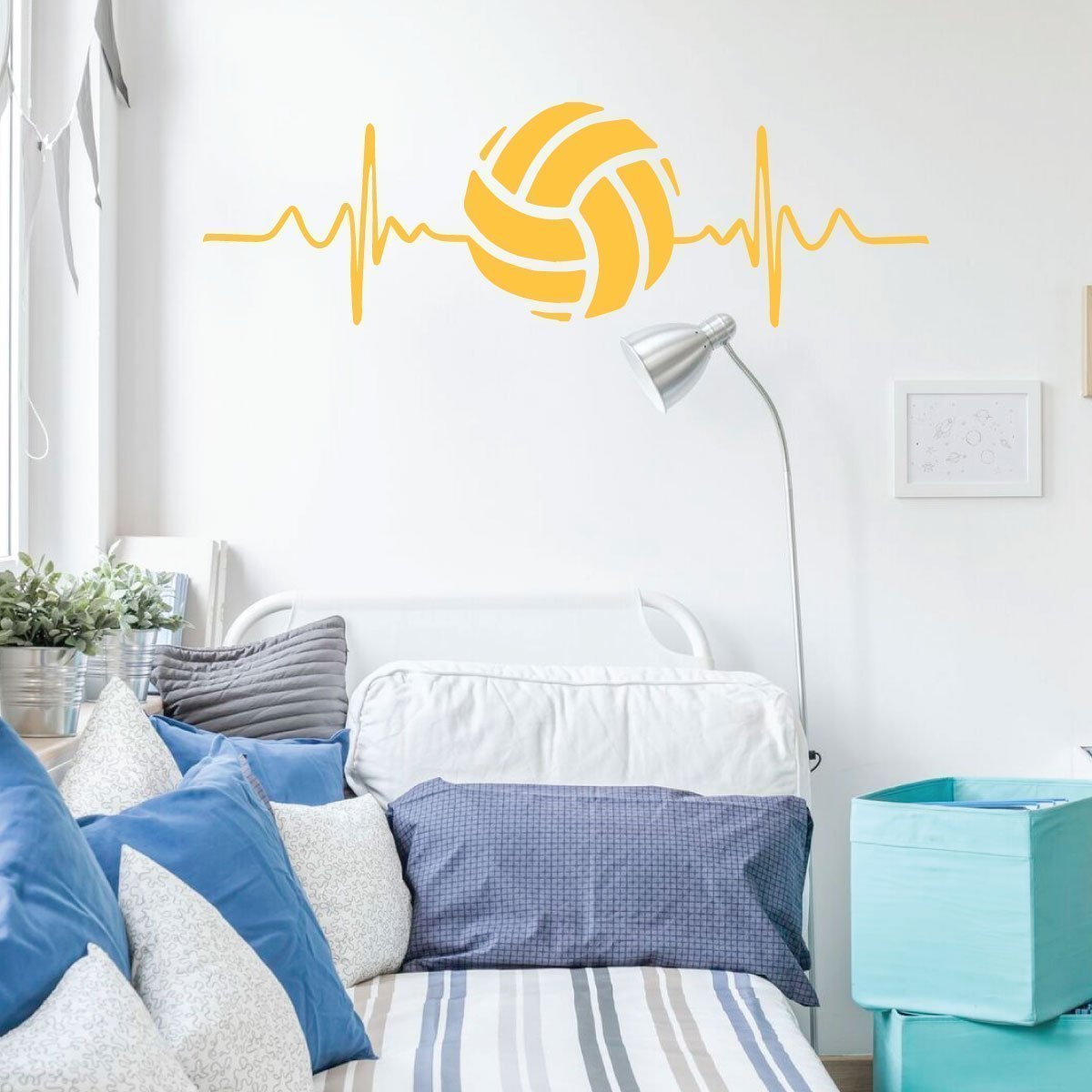 Heartbeat Volleyball Wall Decal - Premium Vinyl Sports Art Decor for Bedroom, Playroom & Gym - Easy to Apply & Remove - Perfect for Volleyball Lovers & Sports Themed Room Decor