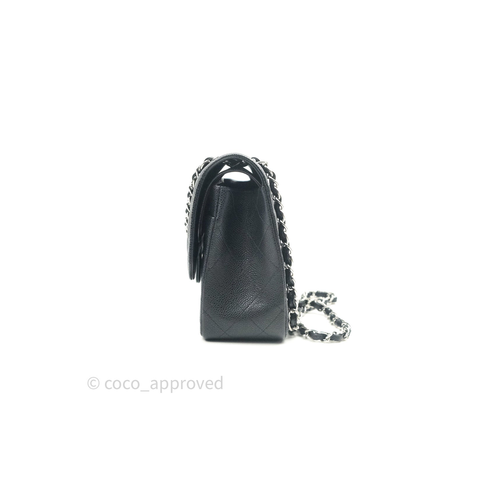 Chanel Classic Jumbo Double Flap Bag in Black Caviar Leather with Silver Hardware | Luxury Designer Handbag for Women | Perfect for Evening Events, Work & Special Occasions