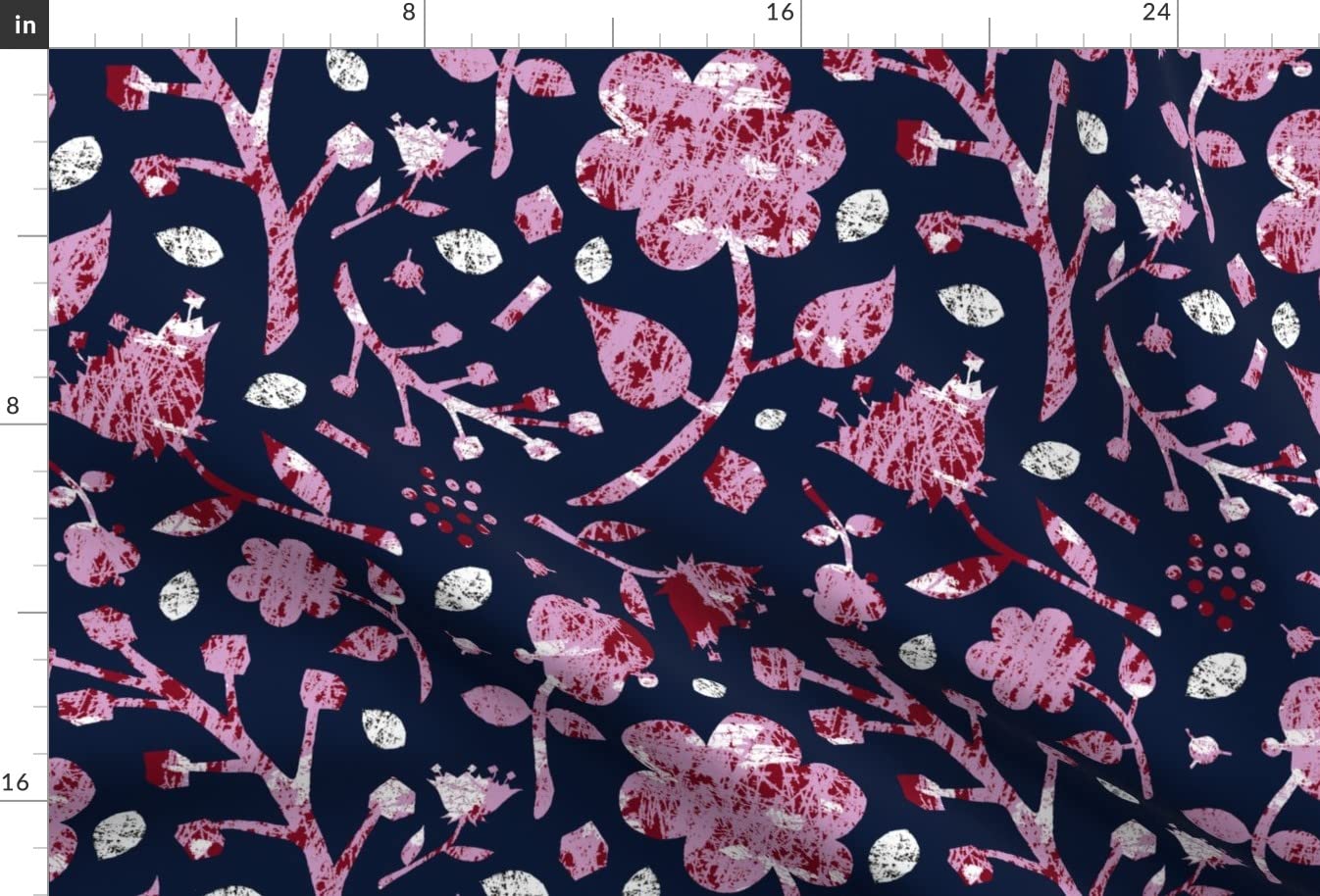 Navy Floral Lavender Minky Fabric Fat Quarter - Soft Plush Fabric for Baby Blankets, Quilt Backing & DIY Plush Toys - Premium Spoonflower Printed Fabric for Sewing & Crafting Projects
