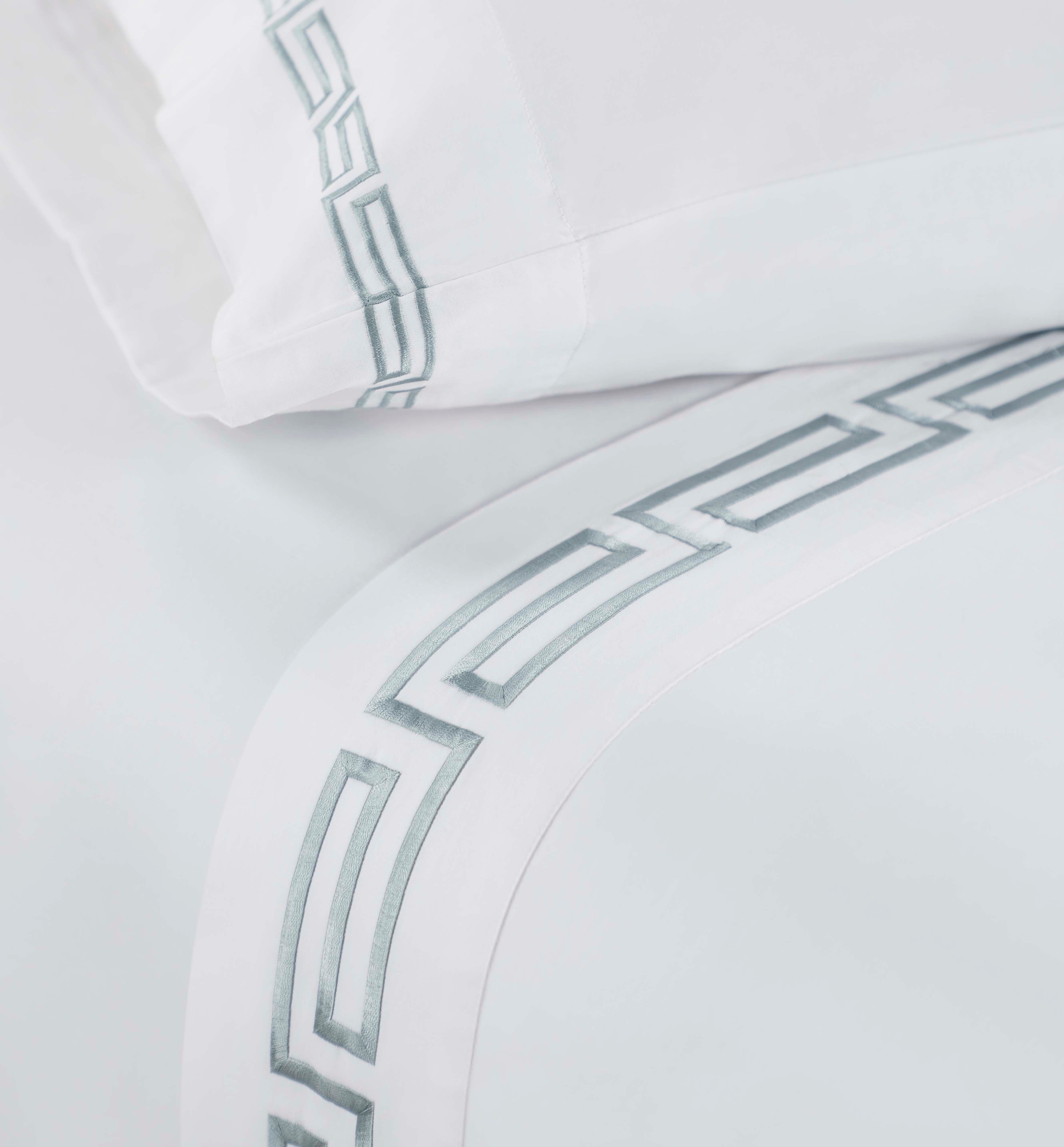 Premium Harrison Cotton Greek Key Embroidered Deep Pocket Bed Sheet Set - Queen Size, 4-Piece Luxury Bedding for Master Bedroom & Guest Room