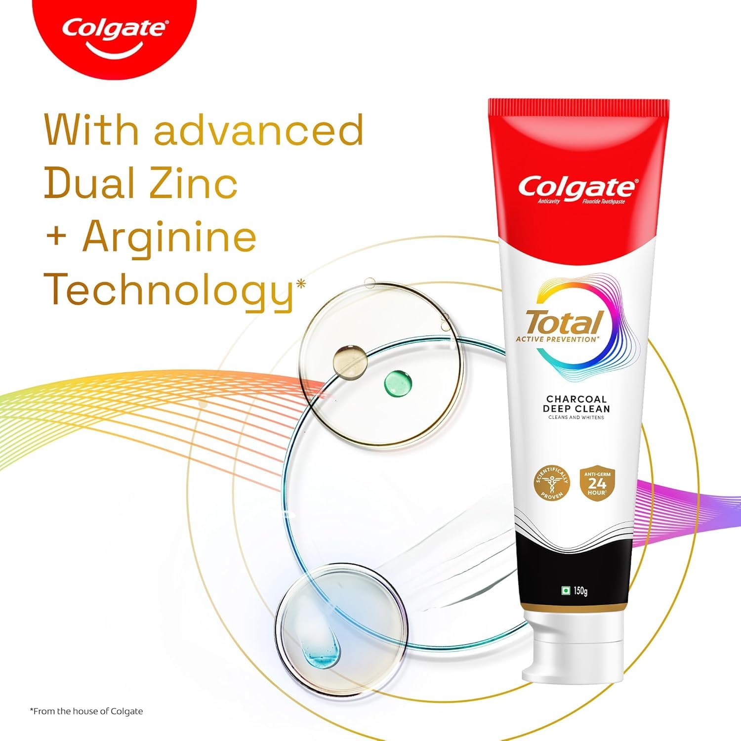 Colgate Total Charcoal Toothpaste Value Pack - 2X150g/5.2oz - Whitening, Plaque Protection, Cavity Prevention - Includes 2 Toothpastes + 2 Free Toothbrushes - Perfect for Family Oral Care & Travel Essentials