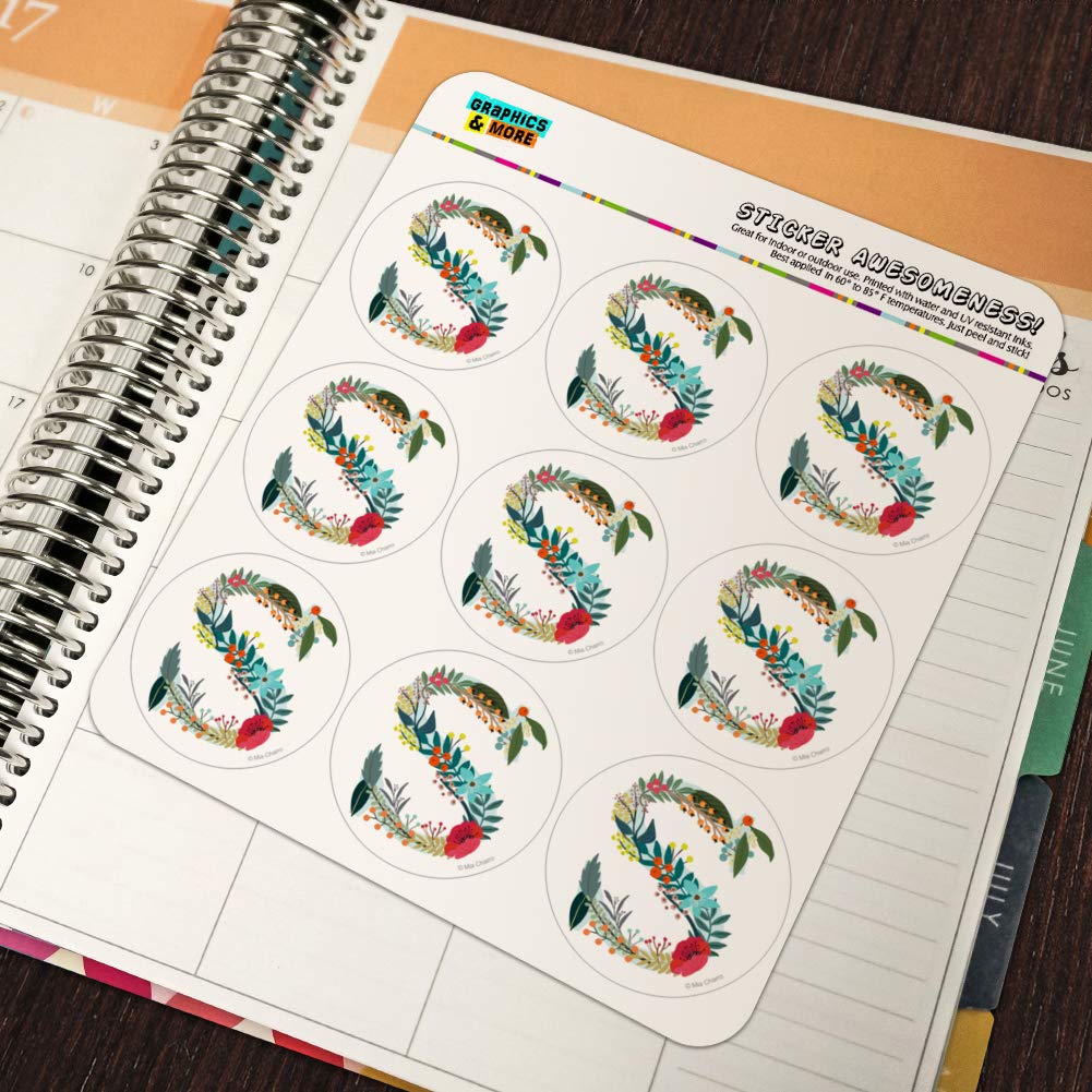 Floral Monogram Letter S Stickers for Planners, Calendars, Scrapbooking & DIY Crafts - Perfect for Bullet Journaling, Gift Wrapping & Home Decor