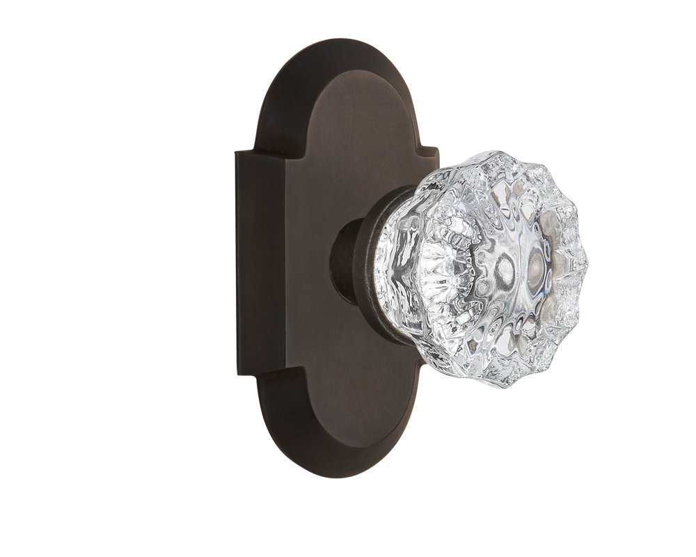 Vintage Style Cottage Plate with Crystal Glass Door Knob - Double Dummy Set in Oil-Rubbed Bronze Finish | Perfect for Farmhouse Doors, Cabinets & Vintage Home Decor