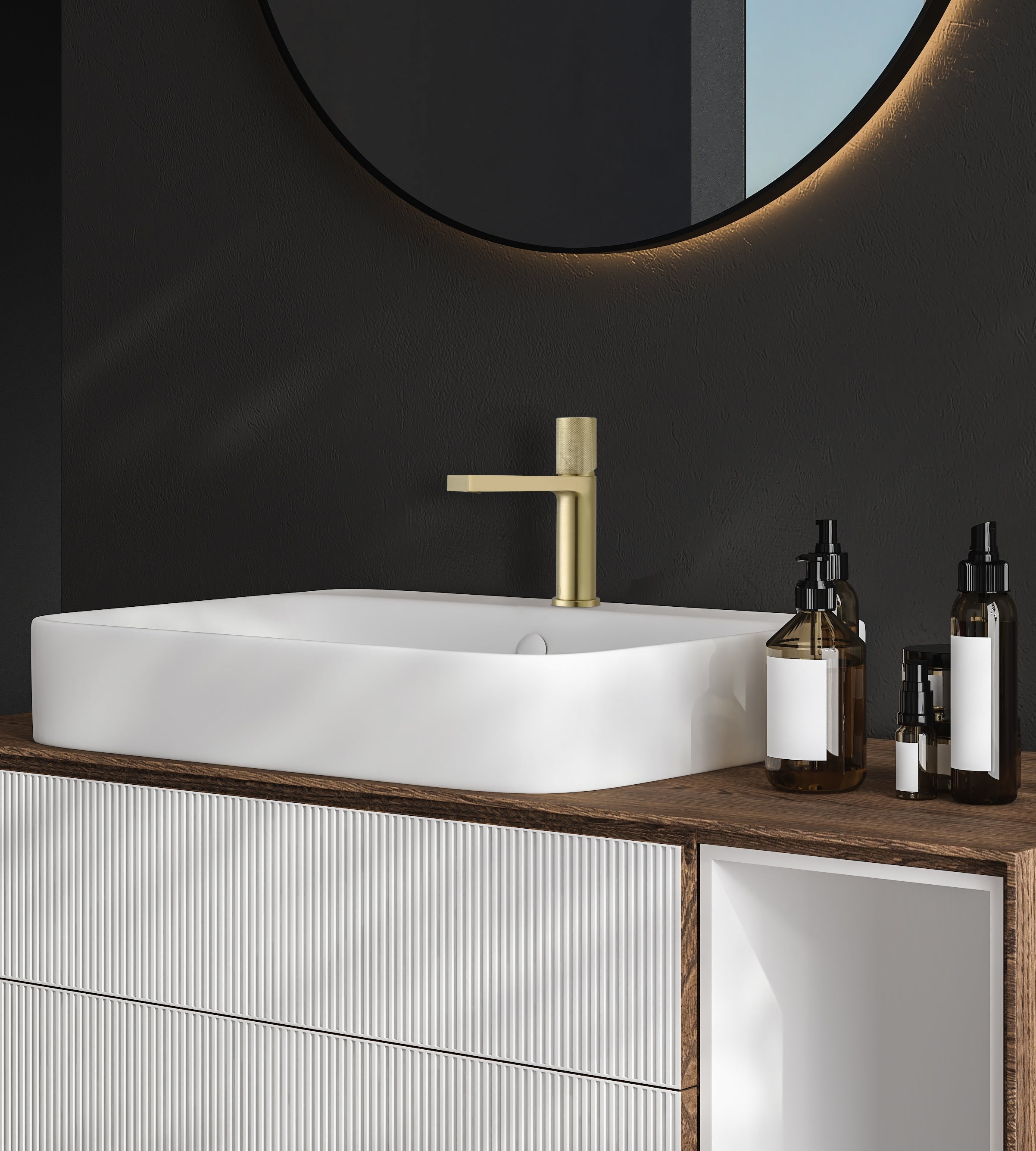 Ancona Isla Single Handle Brushed Champagne Gold Bathroom Faucet - Modern Water-Saving Design for Sink, Vanity & Powder Room