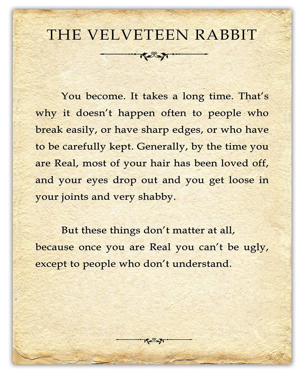 Inspirational 'You Become' Velveteen Rabbit Wall Art - 11x14 Motivational Poster for Kids, Office & Home Decor - Positive Affirmations for Men & Women | Perfect for Nursery, Classroom & Workspace Motivation