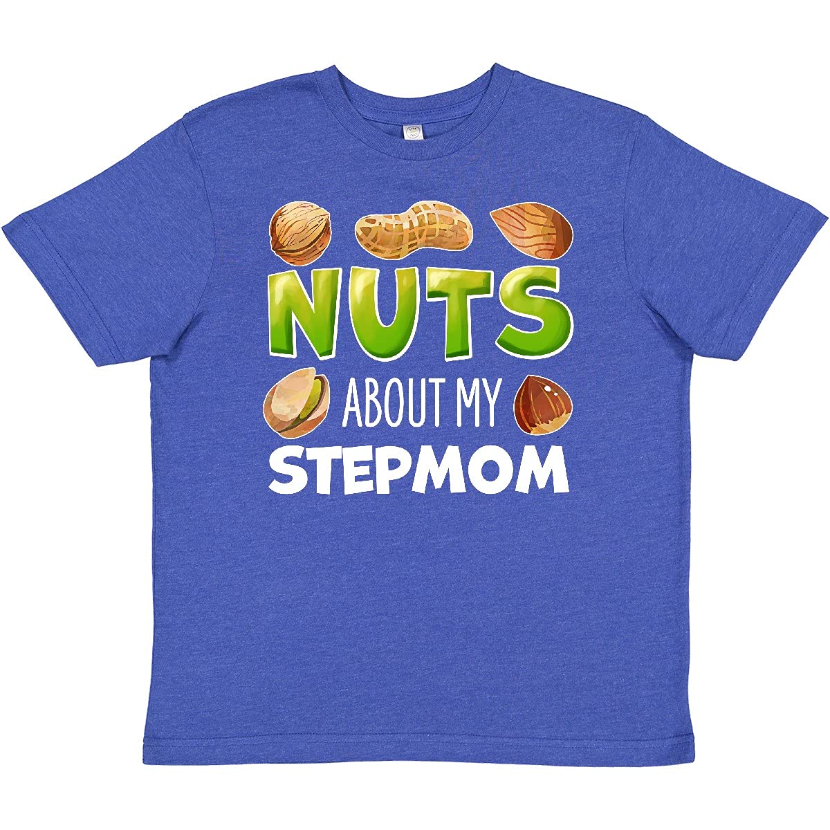 Inktastic 'Nuts About My Stepmom' Peanut Almond Pistachio Funny Youth T-Shirt - Perfect Gift for Stepfamily Bonding & Casual Wear