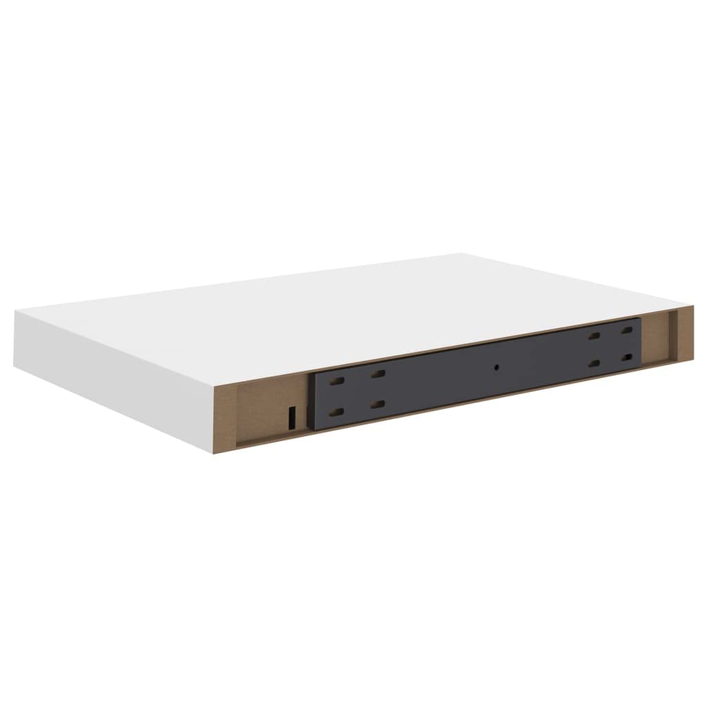 Modern Floating Wall Shelves Set of 2 - White MDF Decorative Ledges for Bedroom, Living Room, Kitchen & Office - 15.7