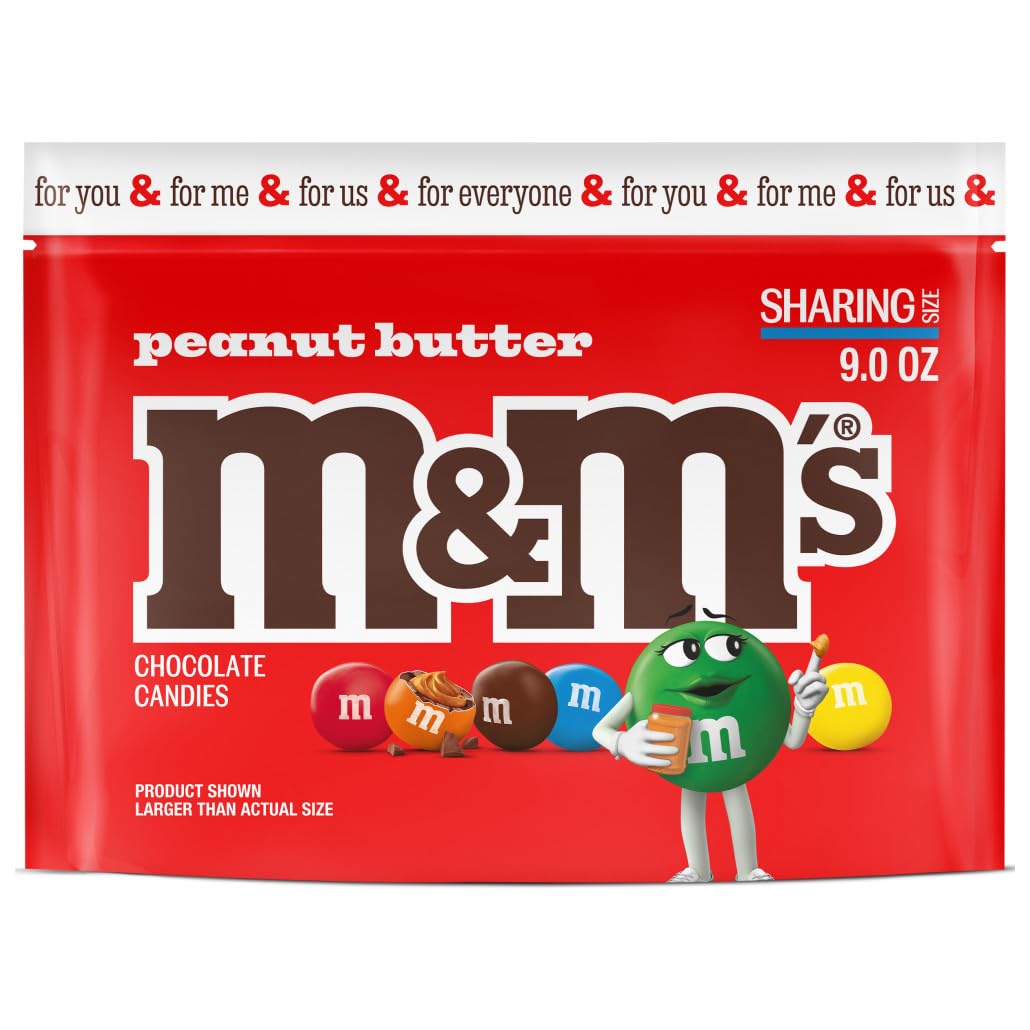 M&M'S Peanut Butter Milk Chocolate Candy - 9 oz Sharing Size Bag | Bulk Candy for Parties, Office Snacks & Halloween Treats
