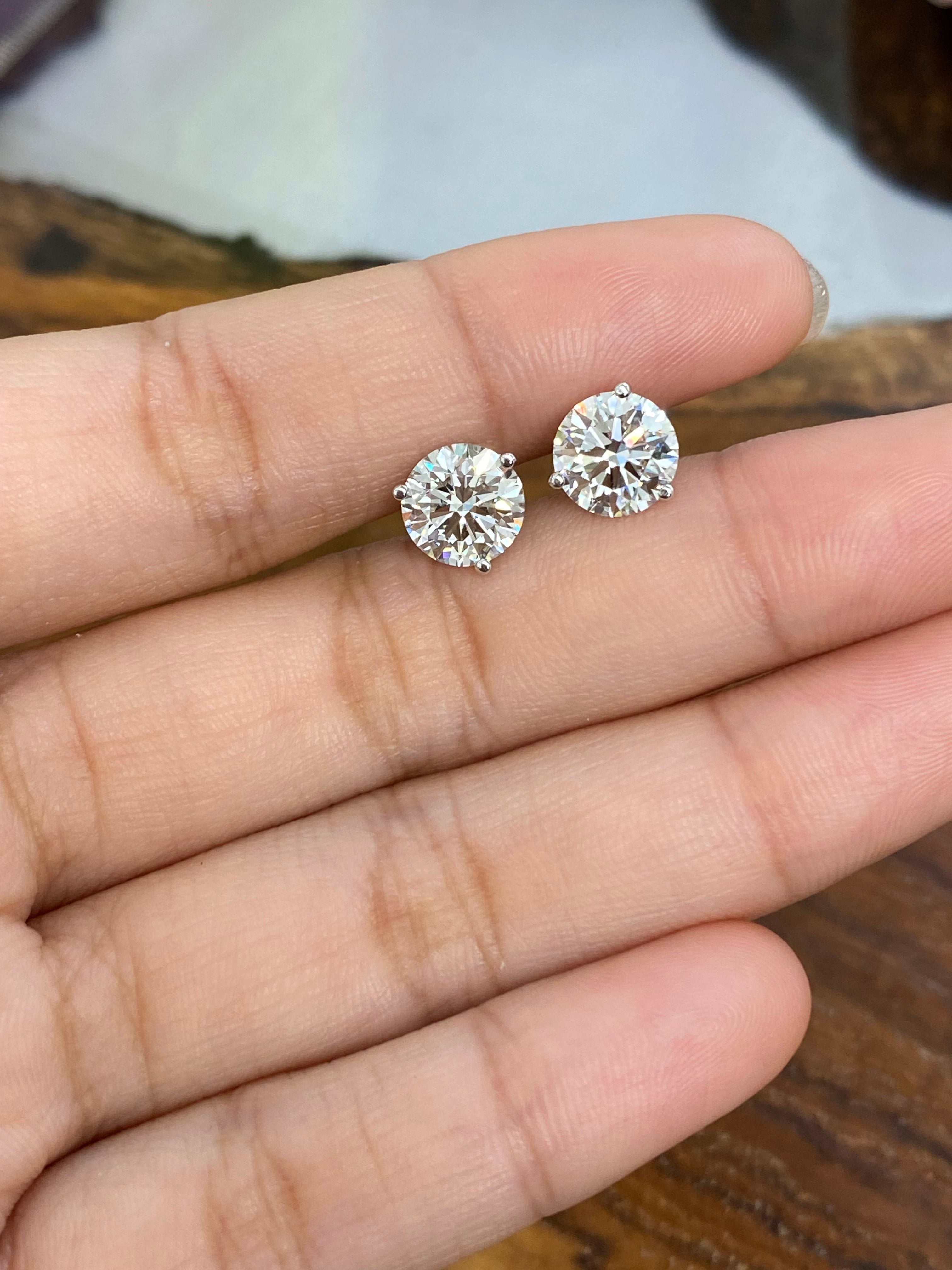 4.06 CTTW Lab-Created Diamond Martini Stud Earrings - 3 Prong Setting for Women, Perfect for Parties, Weddings & Special Occasions
