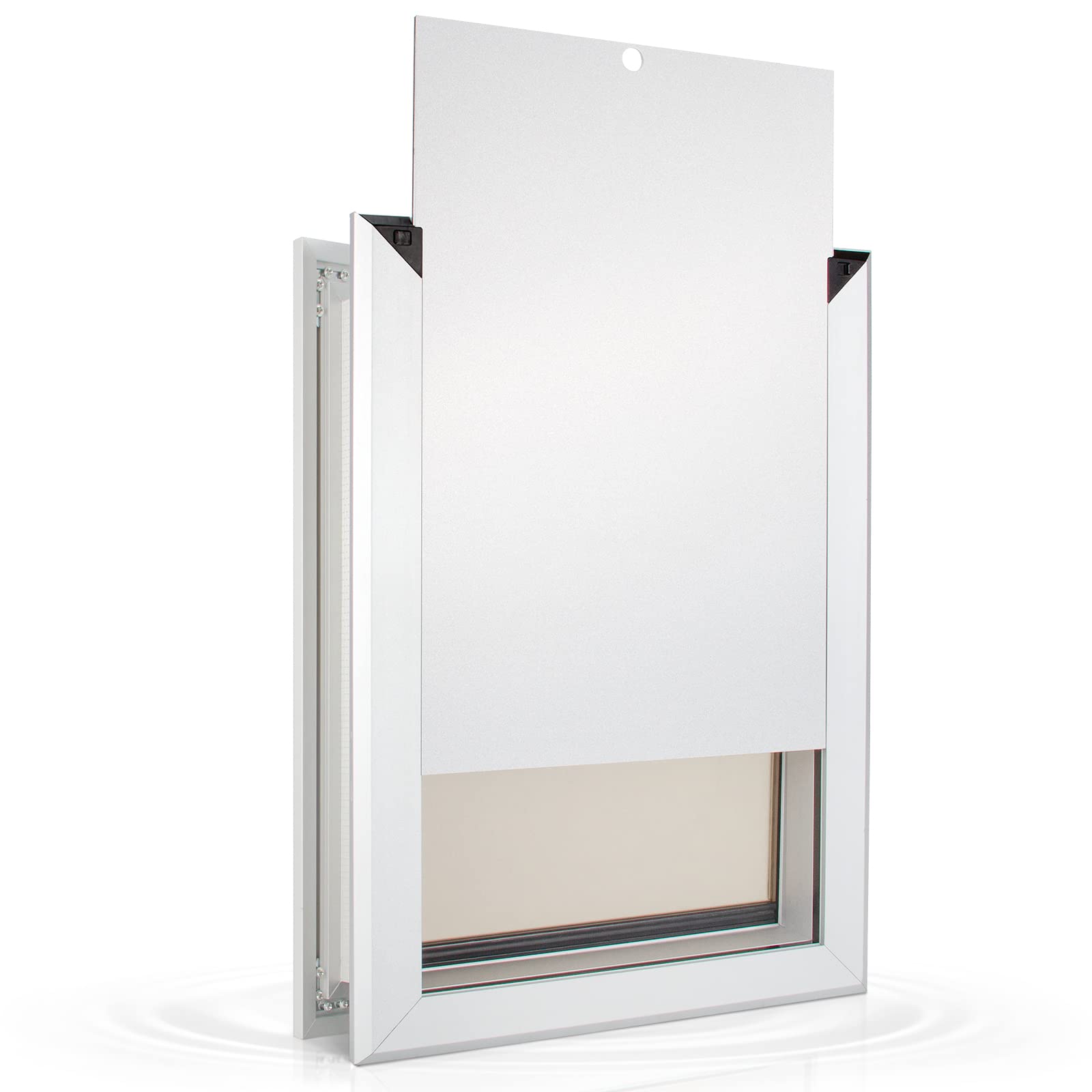 PATAPLUS Extra Large Aluminum Pet Door for Dogs & Cats - Heavy Duty Slide-in Lock Panel, Magnetic Flaps & Durable Frame - Energy Efficient & Easy to Install - Perfect for Backyard, Garage & Indoor Use