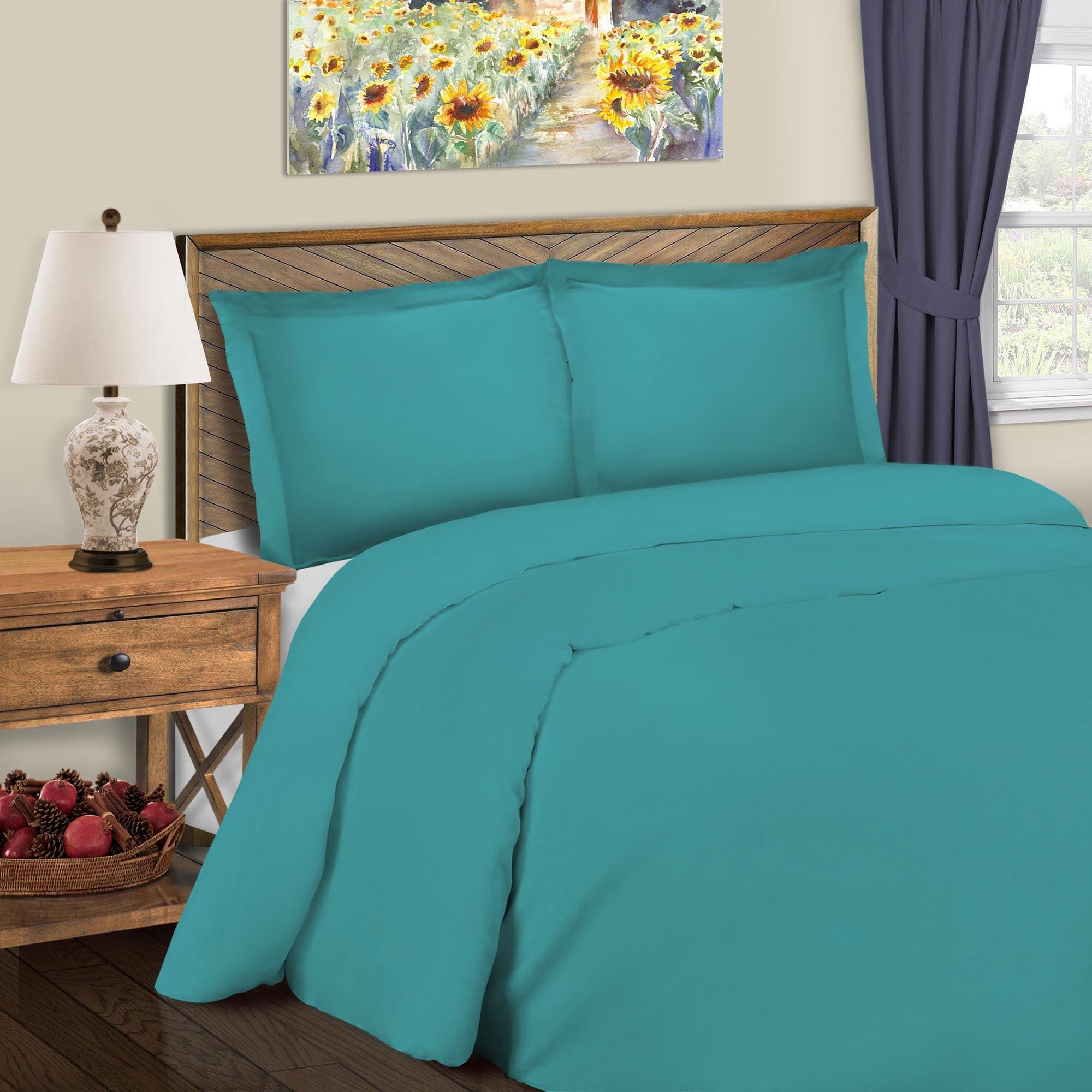 600 Thread Count Cotton Blend Solid Duvet Cover Set - King Size, Soft & Breathable Bedding Set for All Seasons - Perfect for Master Bedroom, Guest Room & Hotel Use