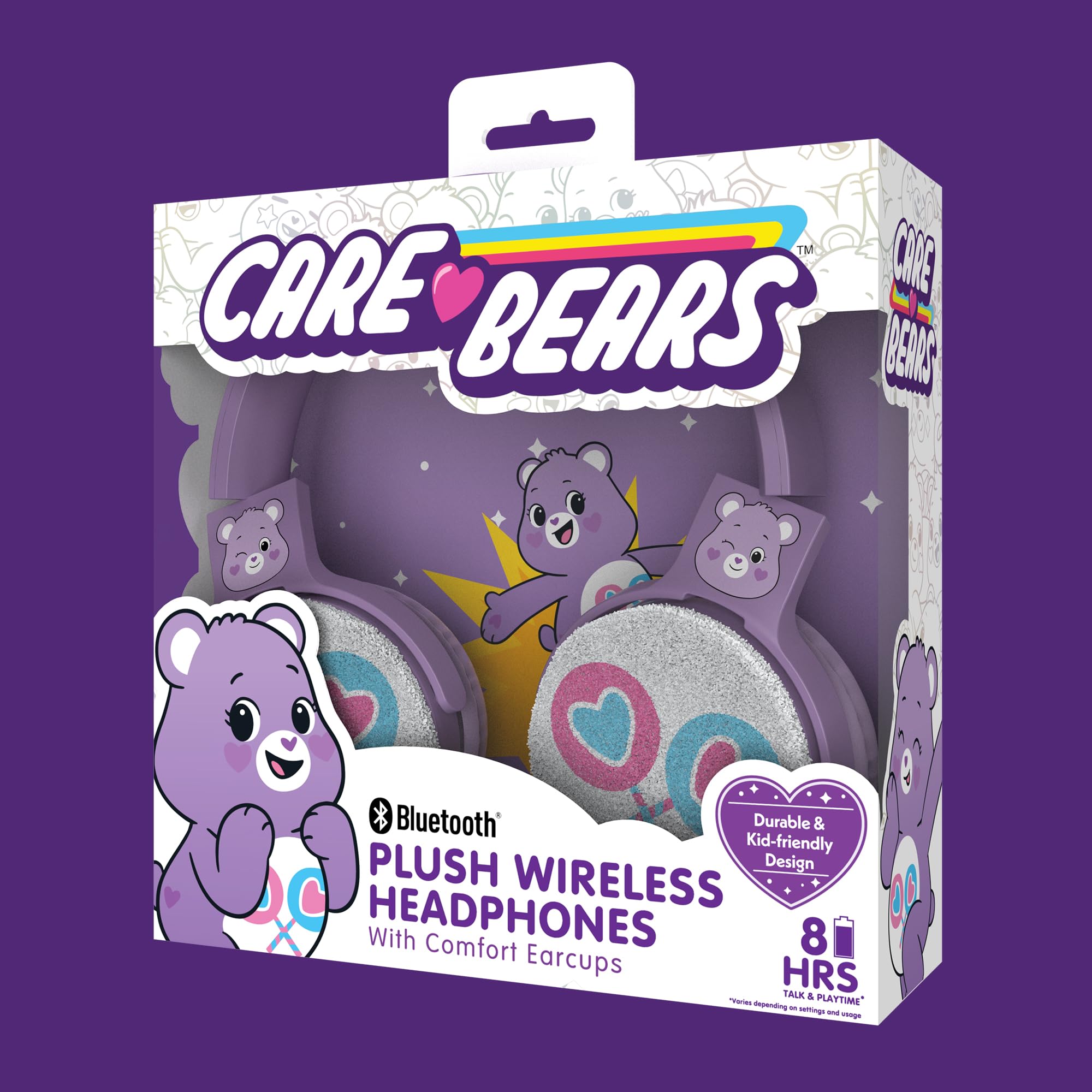 Care Bears Plush Wireless Headphones for Kids - Bluetooth 5.0, Soft Comfort Ear Cups, 8-Hour Playtime, Durable & Kid-Friendly Design - Perfect for School, Travel, and Home Use