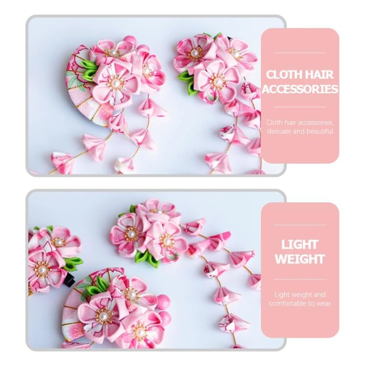 LUOZZY Japanese Hair Clips - Elegant Kimono Flower Hair Pins with Tassel, Traditional Kanzashi Hair Ornaments for Women | Perfect for Kimono, Cosplay, Tea Ceremony & Special Occasions