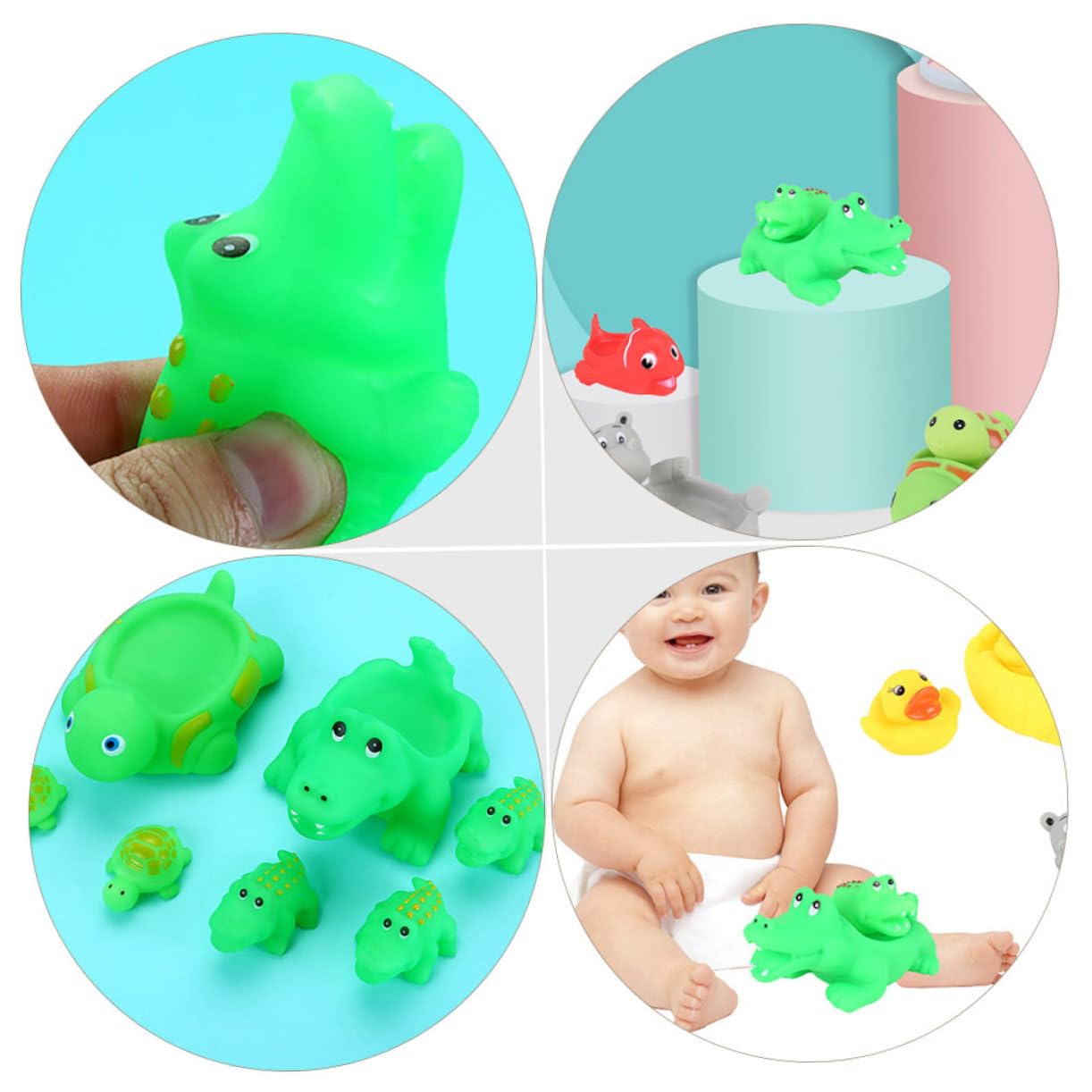 VICASKY 6-Pack Cartoon Crocodile Bath Toys - Fun Squirters for Kids, Pool & Bathtub Playtime - Safe PVC Material, Green Color (Great for Water Play, Bath Time Fun & Outdoor Pool Activities)