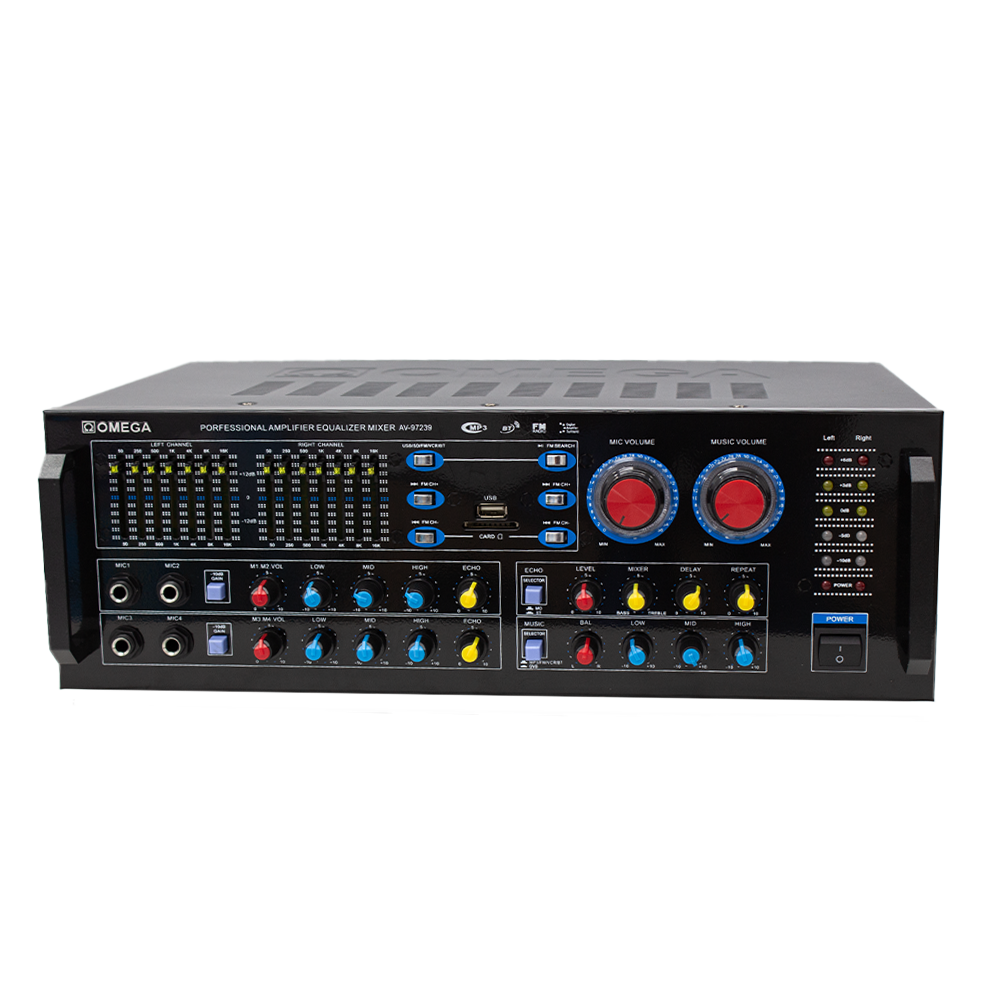 Omega 2 Channel Stereo Home Amplifier - High Power Audio Receiver for Home Theater & Music Systems | Perfect for Living Room, Home Studio & Entertainment Setup [AV 97239]