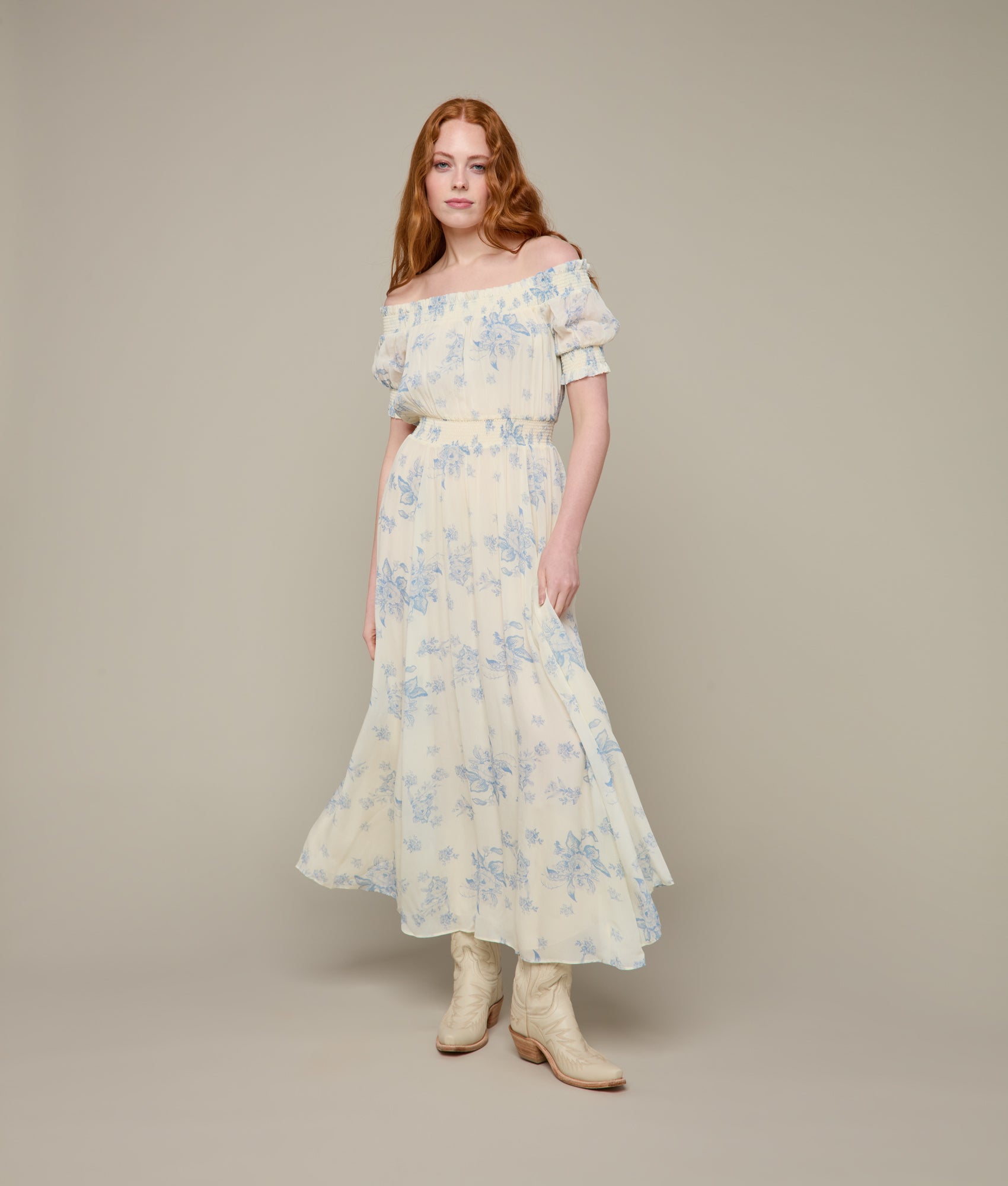 Victoria Floral Lace Maxi Dress in Cream - Elegant Summer Wedding Guest & Party Dress for Women