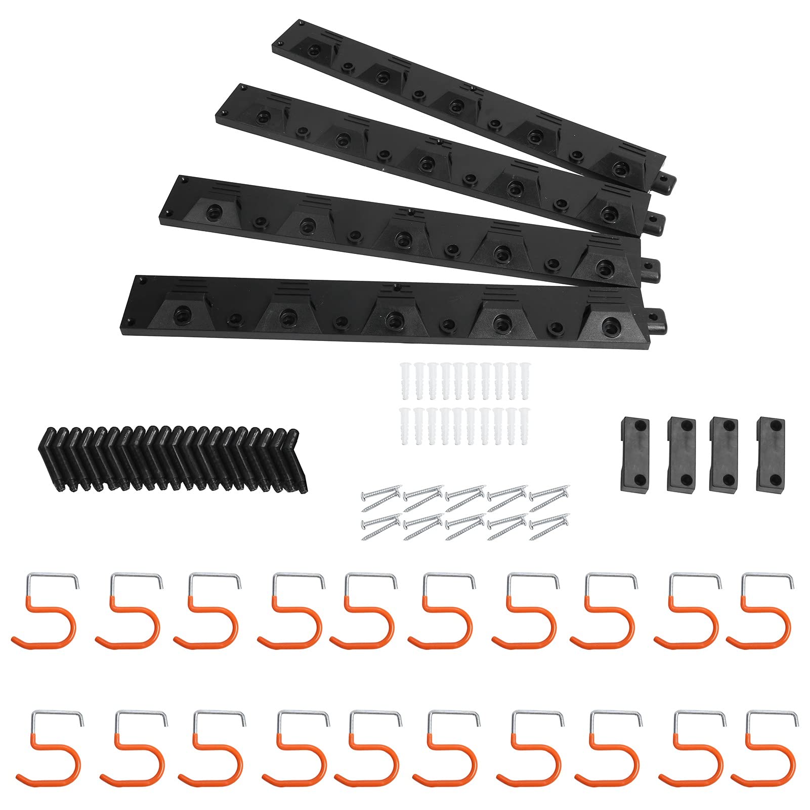 64 Inch Heavy Duty Metal Wall Mounted Tool Storage Rack with Single Hook - Garage & Home Organization System - Steel Gear Hooks for Garden Tools, Workshop Equipment & Wall Organizer - Perfect for DIY Projects, Garage Storage & Workshop Organization